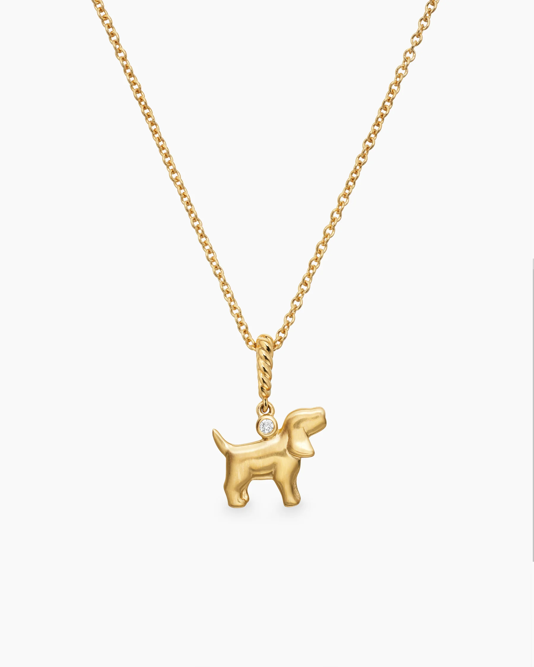 Cable Collectibles® Teen Dog Necklace in 18K Yellow Gold with Diamond