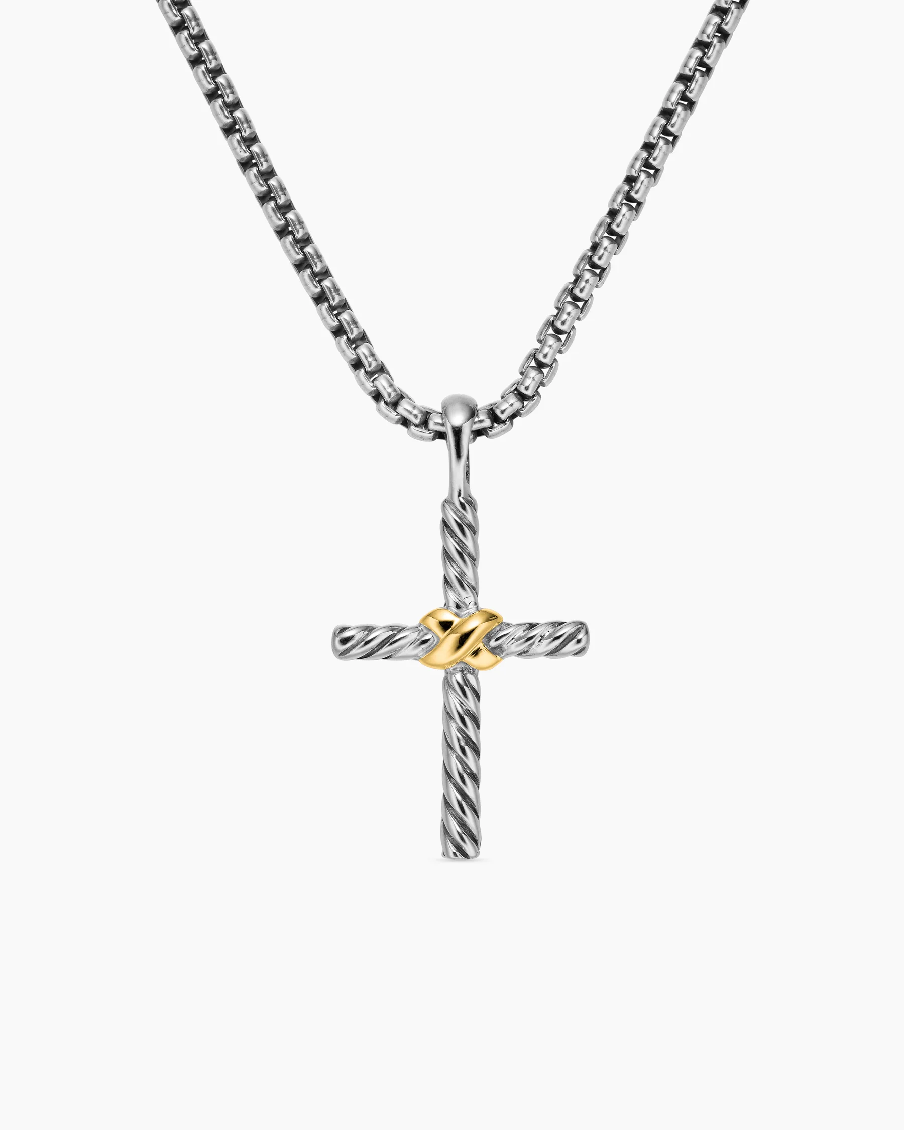 Petite X Cross Necklace in Sterling Silver with 14K Yellow Gold, 24mm 11 Petite X Cross Necklace in Sterling Silver with 14K Yellow Gold, 24mm