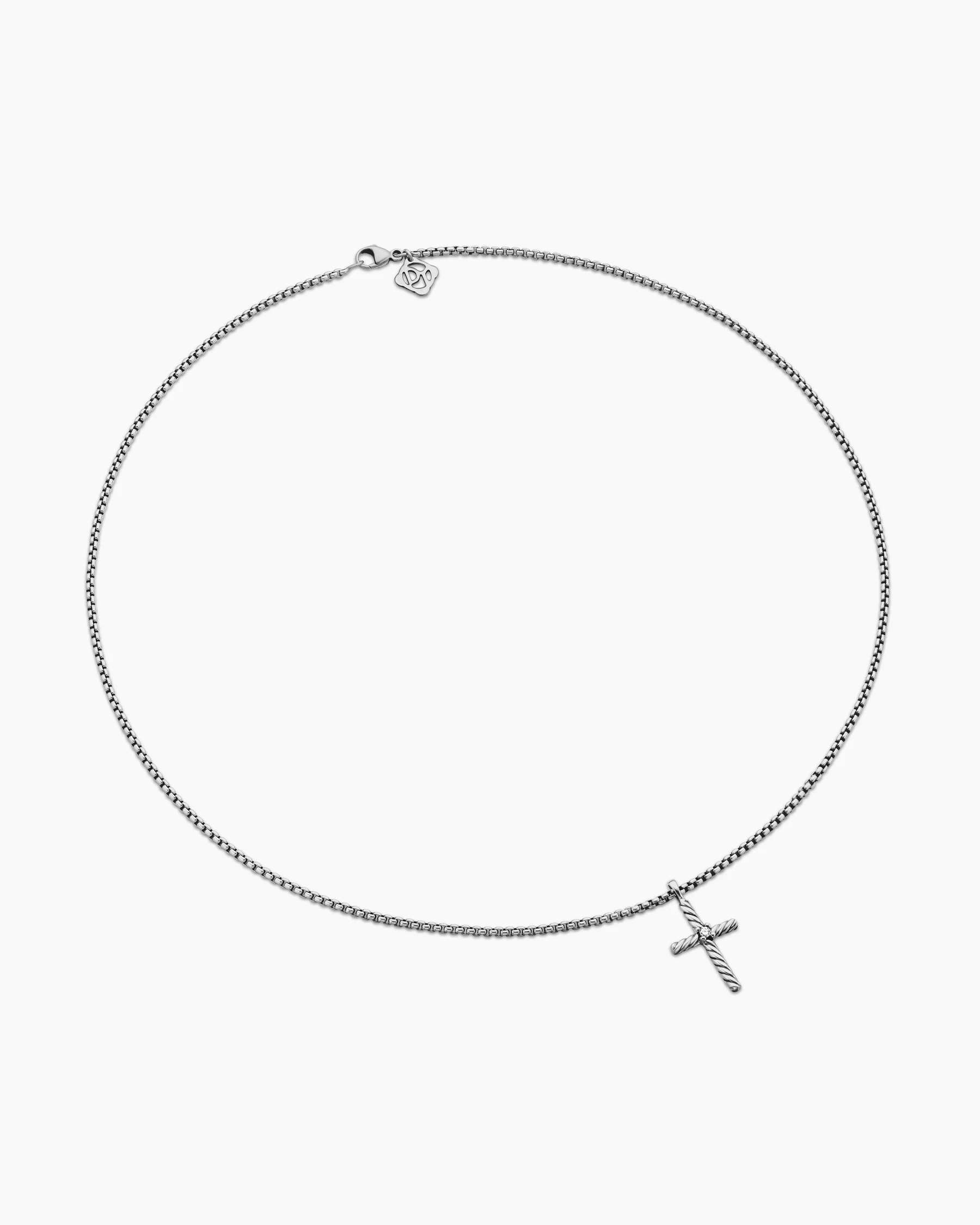 Classic Cable Cross Necklace in Sterling Silver with Center Diamond, 24.3mm 3 Classic Cable Cross Necklace in Sterling Silver with Center Diamond, 24.3mm