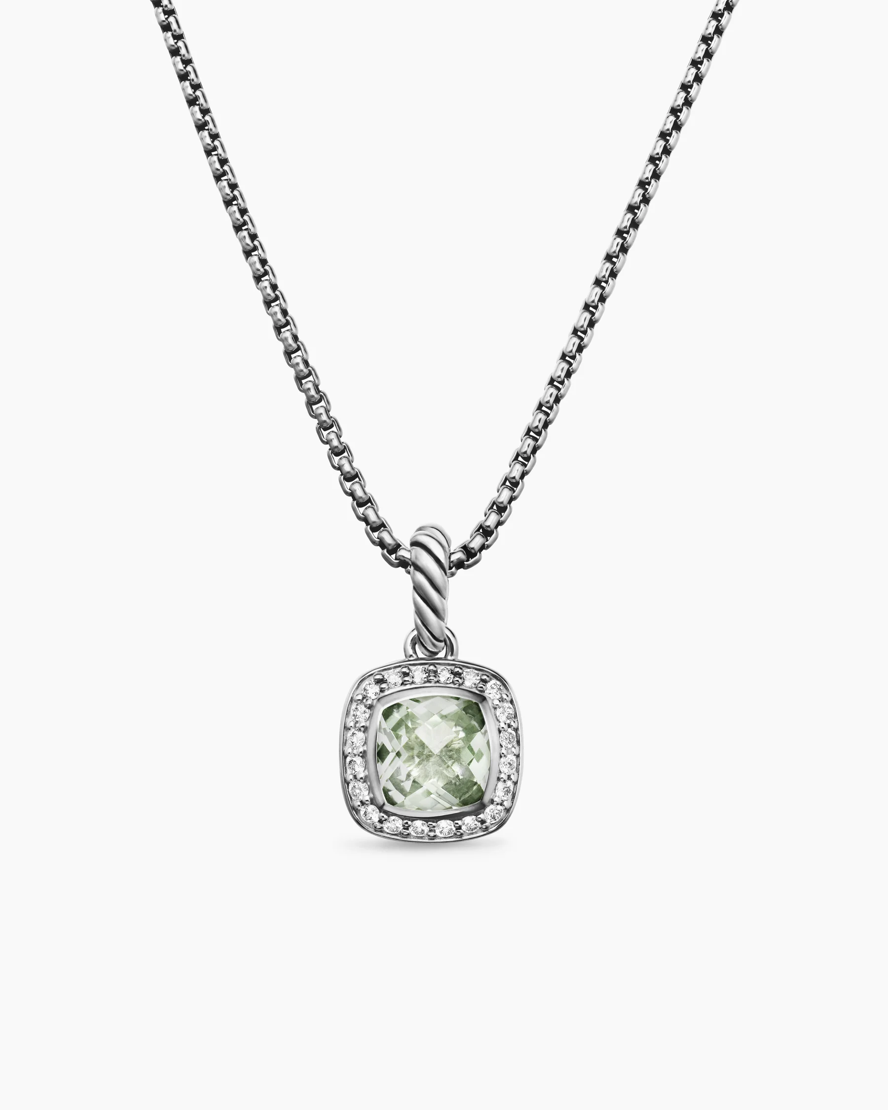 Petite Albion® Pendant Necklace in Sterling Silver with Prasiolite and Diamonds, 7mm 10 Petite Albion® Pendant Necklace in Sterling Silver with Prasiolite and Diamonds, 7mm
