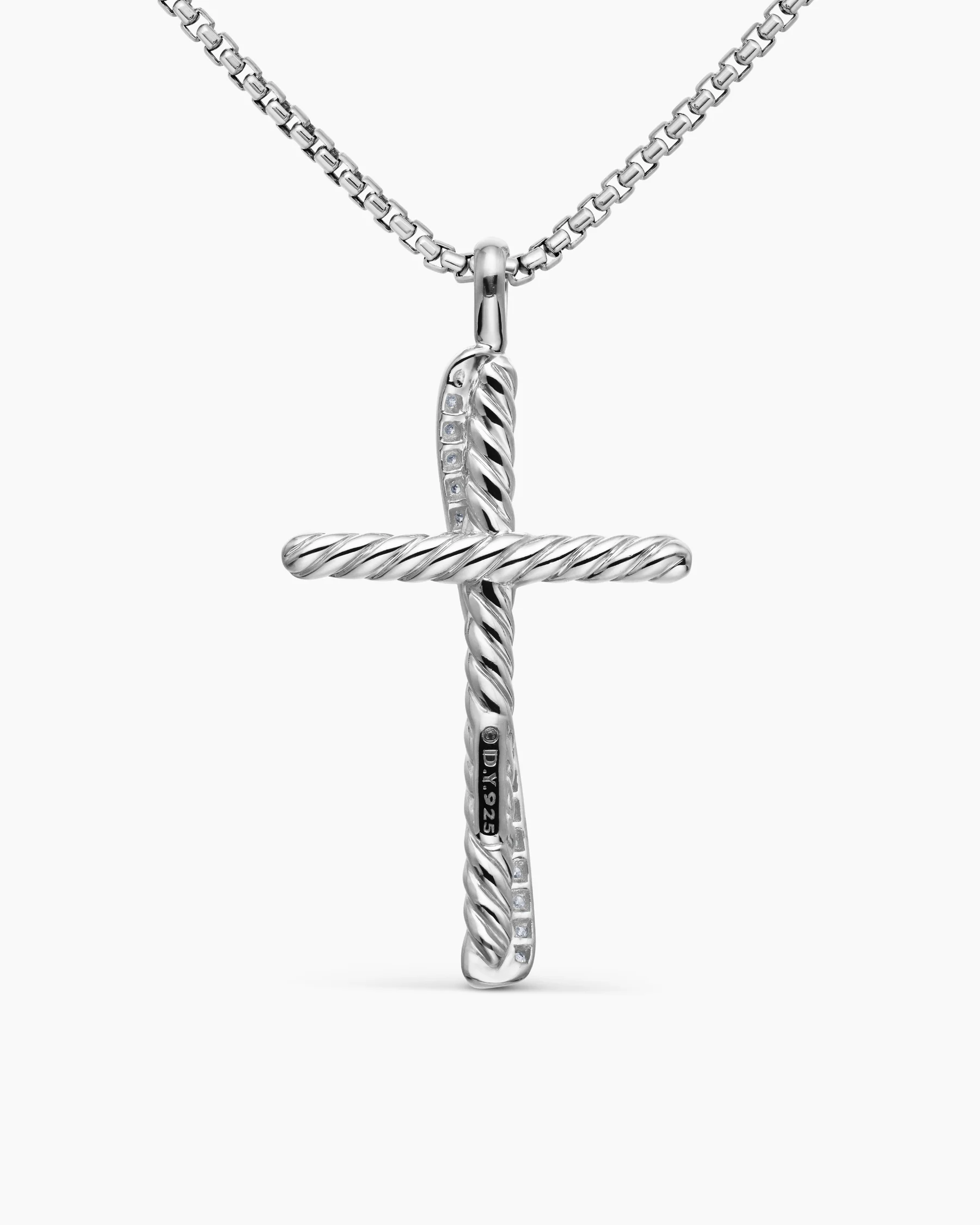 Crossover Cross Necklace in Sterling Silver with Diamonds, 35.6mm 4 Crossover Cross Necklace in Sterling Silver with Diamonds, 35.6mm
