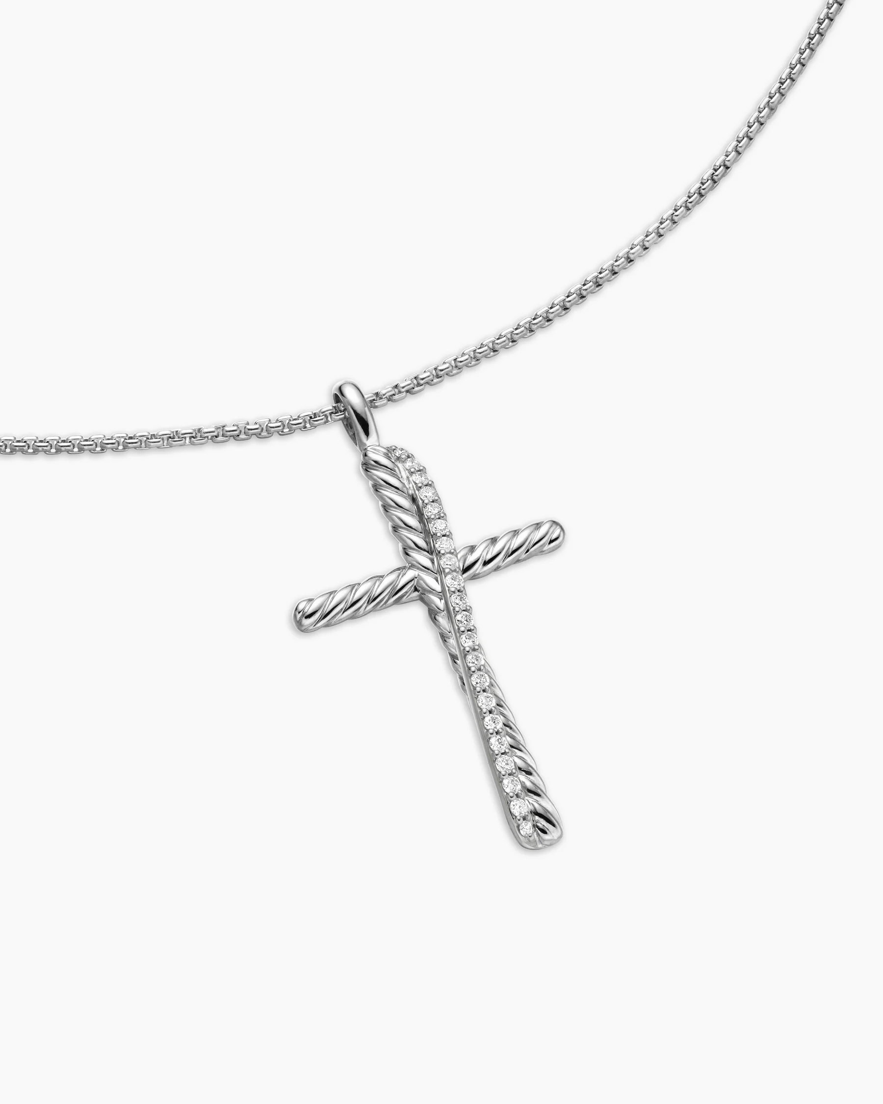 Crossover Cross Necklace in Sterling Silver with Diamonds, 35.6mm 5 Crossover Cross Necklace in Sterling Silver with Diamonds, 35.6mm