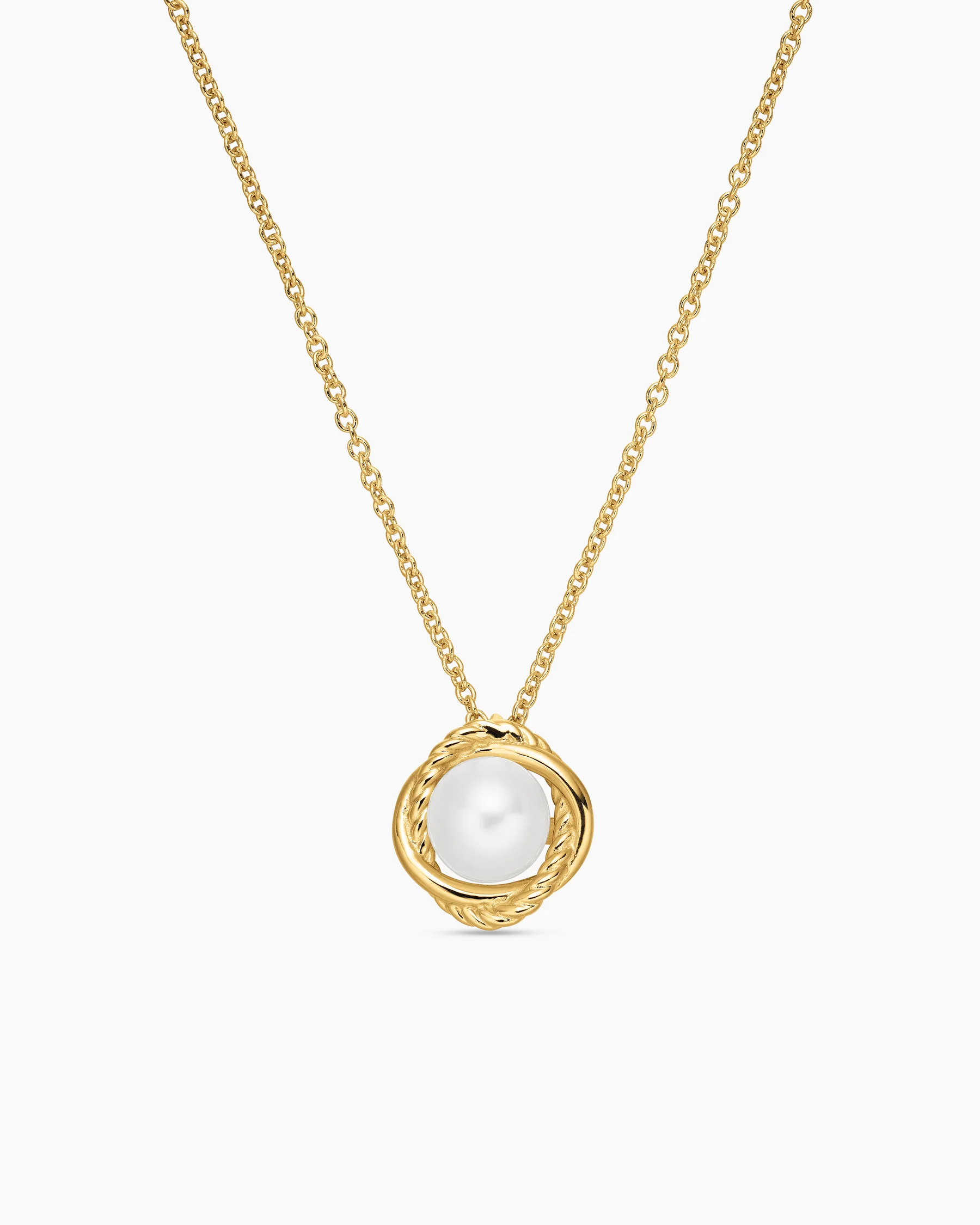 Infinity Pendant Necklace in 18K Yellow Gold with Pearl, 10mm