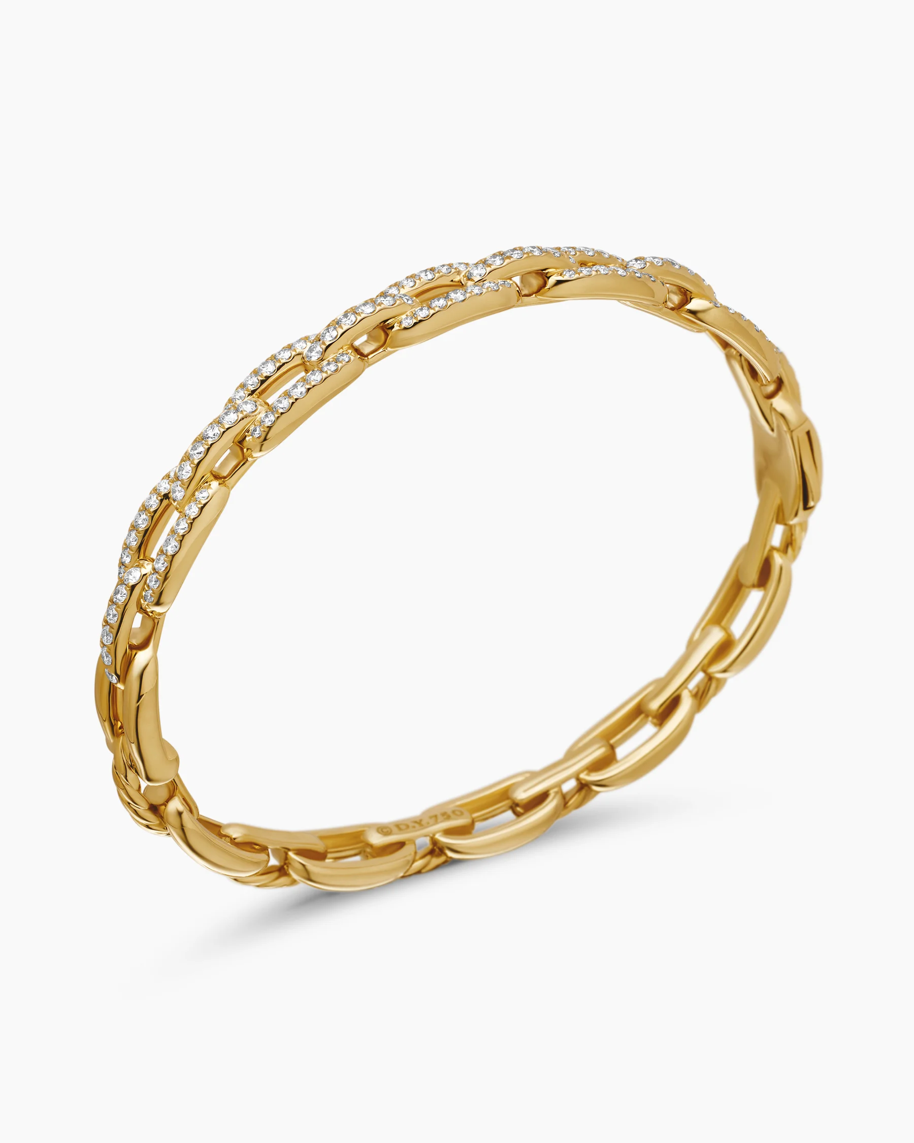 Stax Chain Link Bracelet in 18K Yellow Gold with Diamonds, 7mm 10 Stax Chain Link Bracelet in 18K Yellow Gold with Diamonds, 7mm