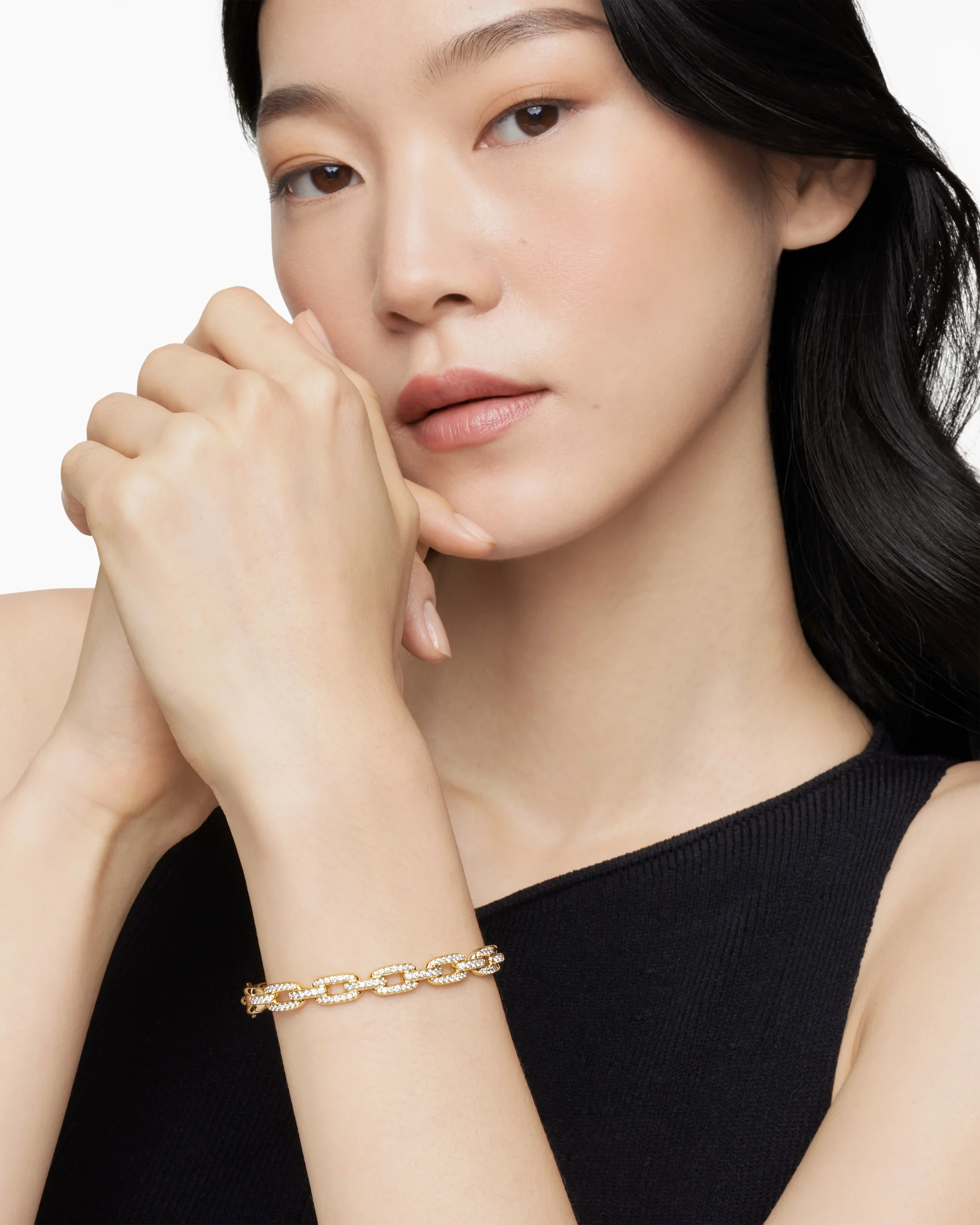 Stax Chain Link Bracelet in 18K Yellow Gold with Diamonds, 7mm 14 Stax Chain Link Bracelet in 18K Yellow Gold with Diamonds, 7mm