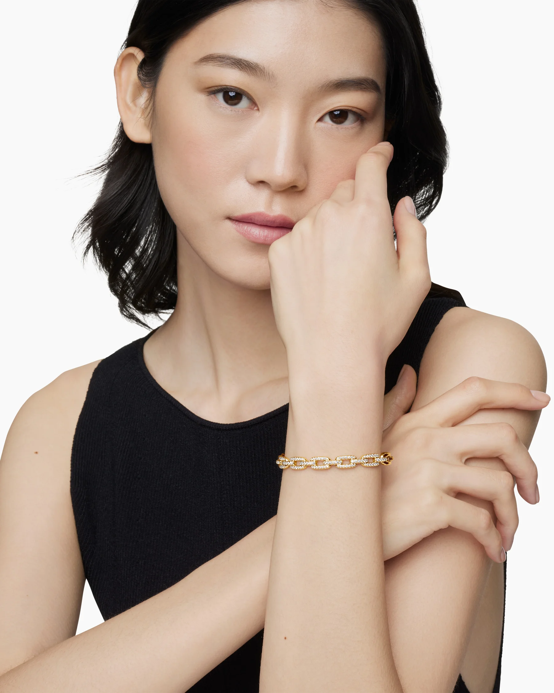 Stax Chain Link Bracelet in 18K Yellow Gold with Diamonds, 7mm 9 Stax Chain Link Bracelet in 18K Yellow Gold with Diamonds, 7mm