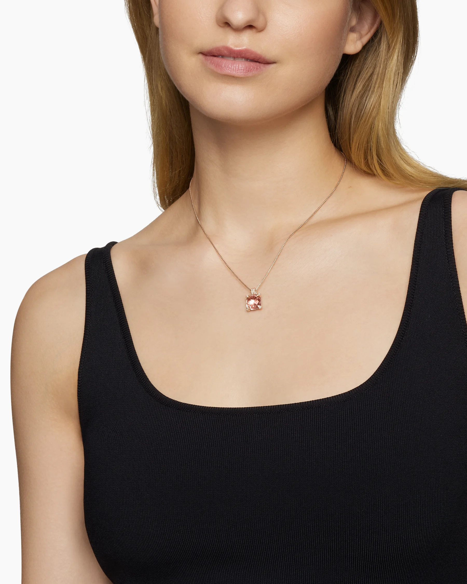 Chatelaine® Pendant Necklace in Sterling Silver with Blue Topaz and Diamonds, 11mm