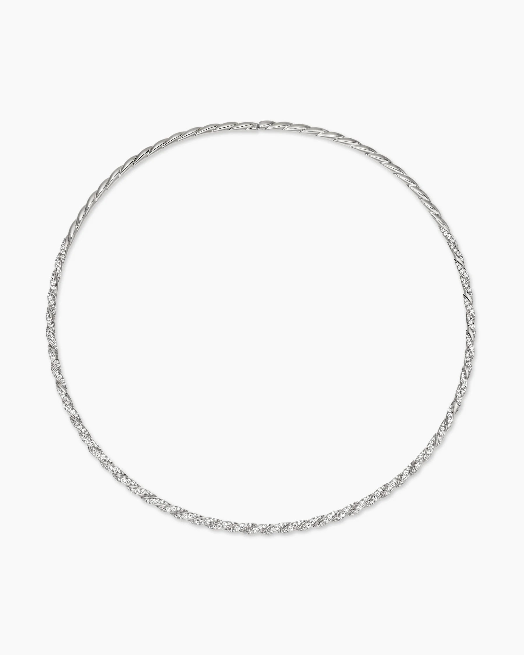 Sculpted Cable Flex® Necklace in 18K Rose Gold with Diamonds, 3.7mm