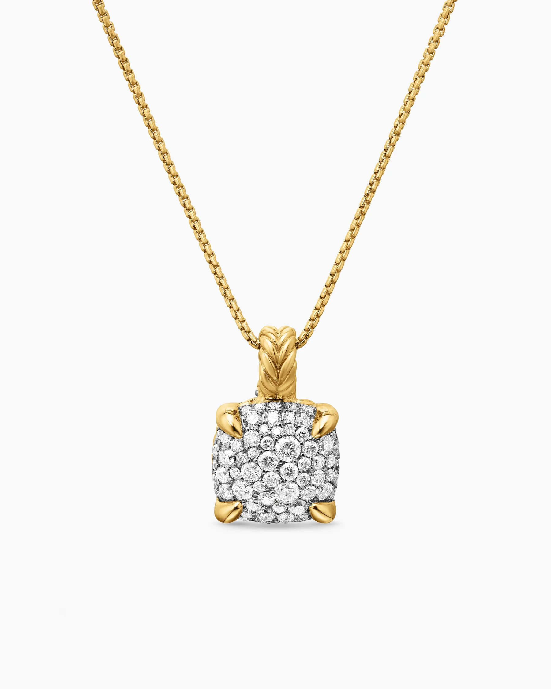 Chatelaine® Pendant Necklace in 18K Yellow Gold with Pavé Diamonds, 11mm