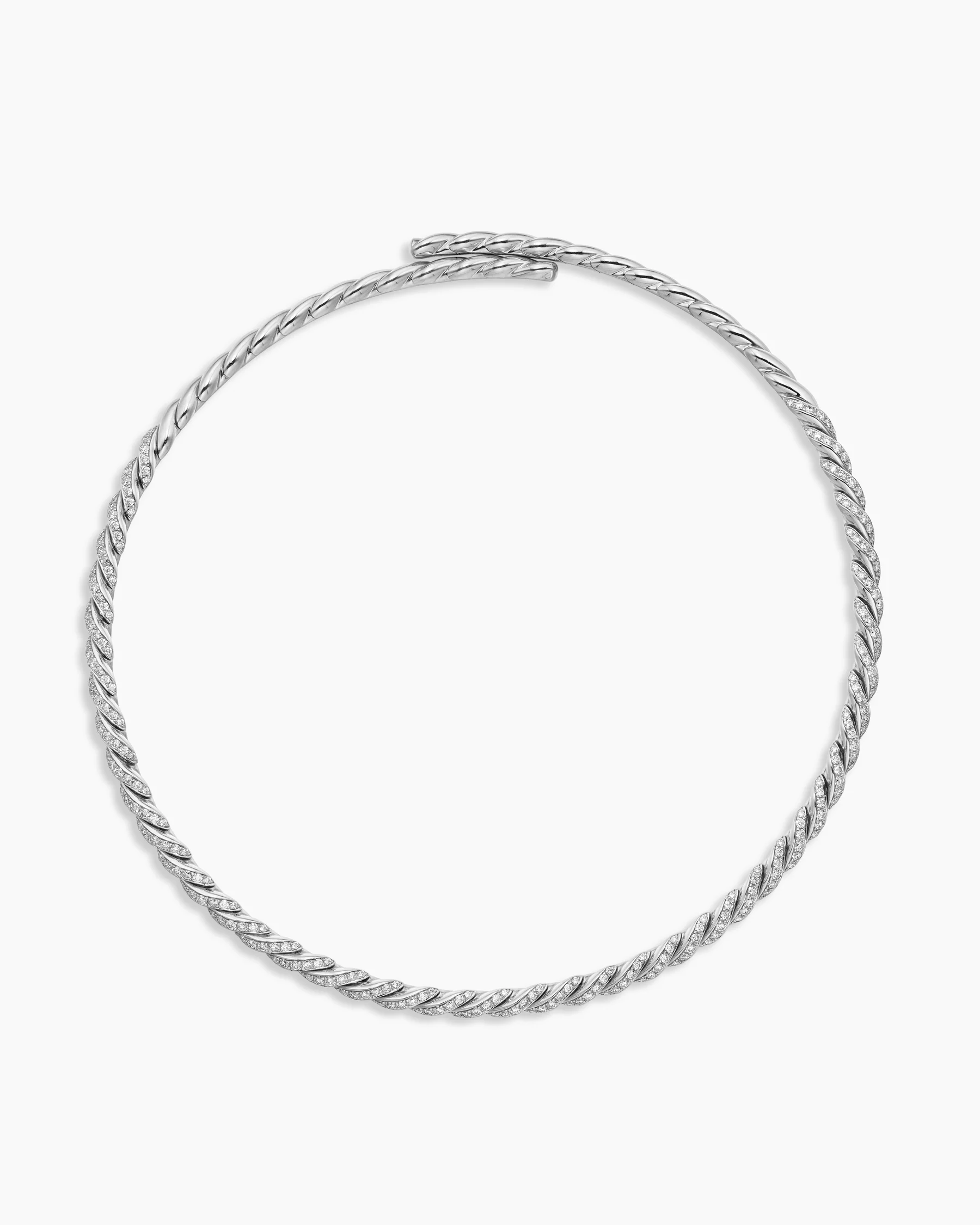 Sculpted Cable Flex® Necklace in 18K Yellow Gold with Diamonds, 5mm