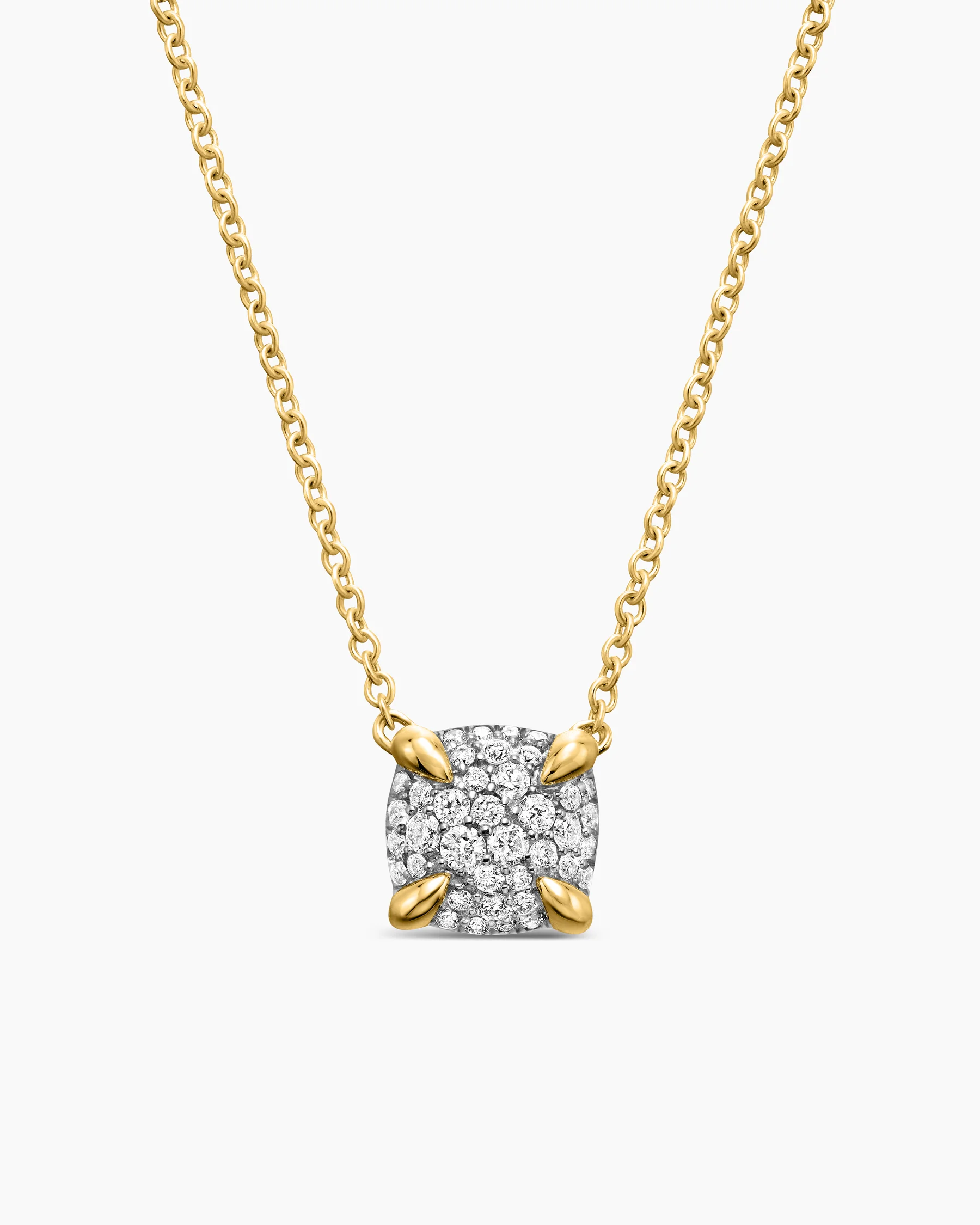 Petite Chatelaine® Pendant Necklace in 18K Yellow Gold with Pavé Diamonds, 7mm