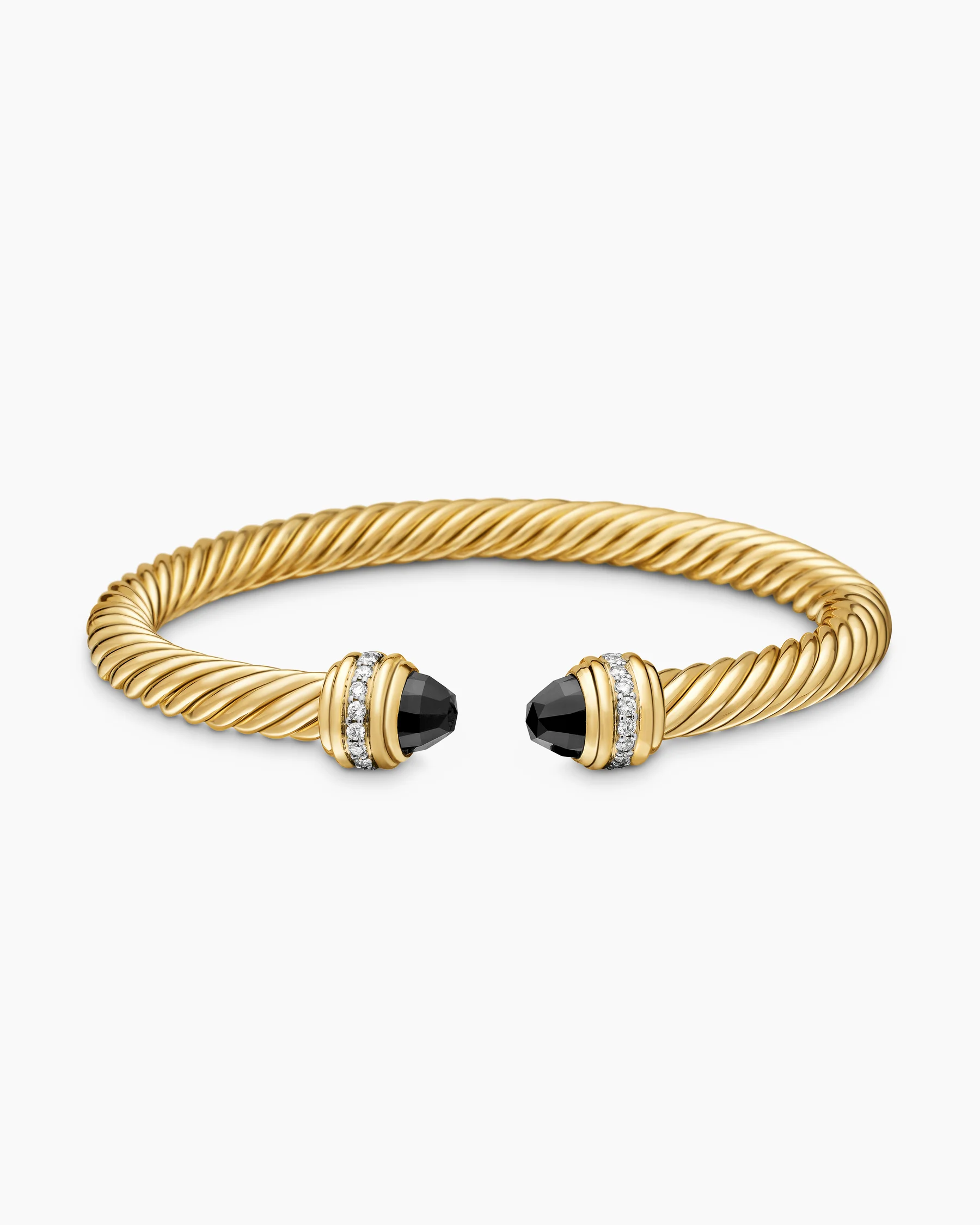 Classic Cable Bracelet in Sterling Silver with 14K Yellow Gold Domes and Diamonds, 7mm 11 Classic Cable Bracelet in Sterling Silver with 14K Yellow Gold Domes and Diamonds, 7mm