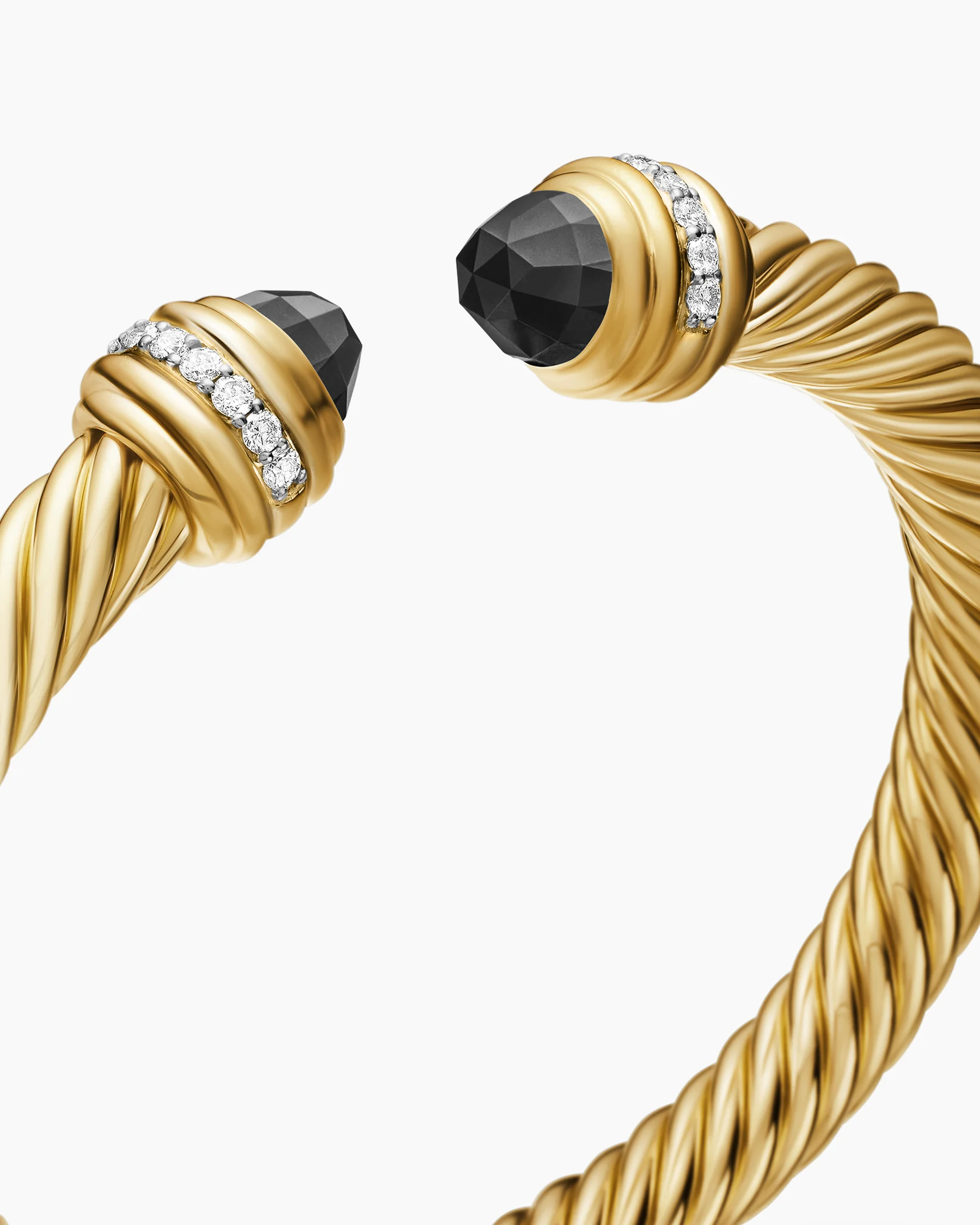 Classic Cable Bracelet in Sterling Silver with 14K Yellow Gold Domes and Diamonds, 7mm 12 Classic Cable Bracelet in Sterling Silver with 14K Yellow Gold Domes and Diamonds, 7mm