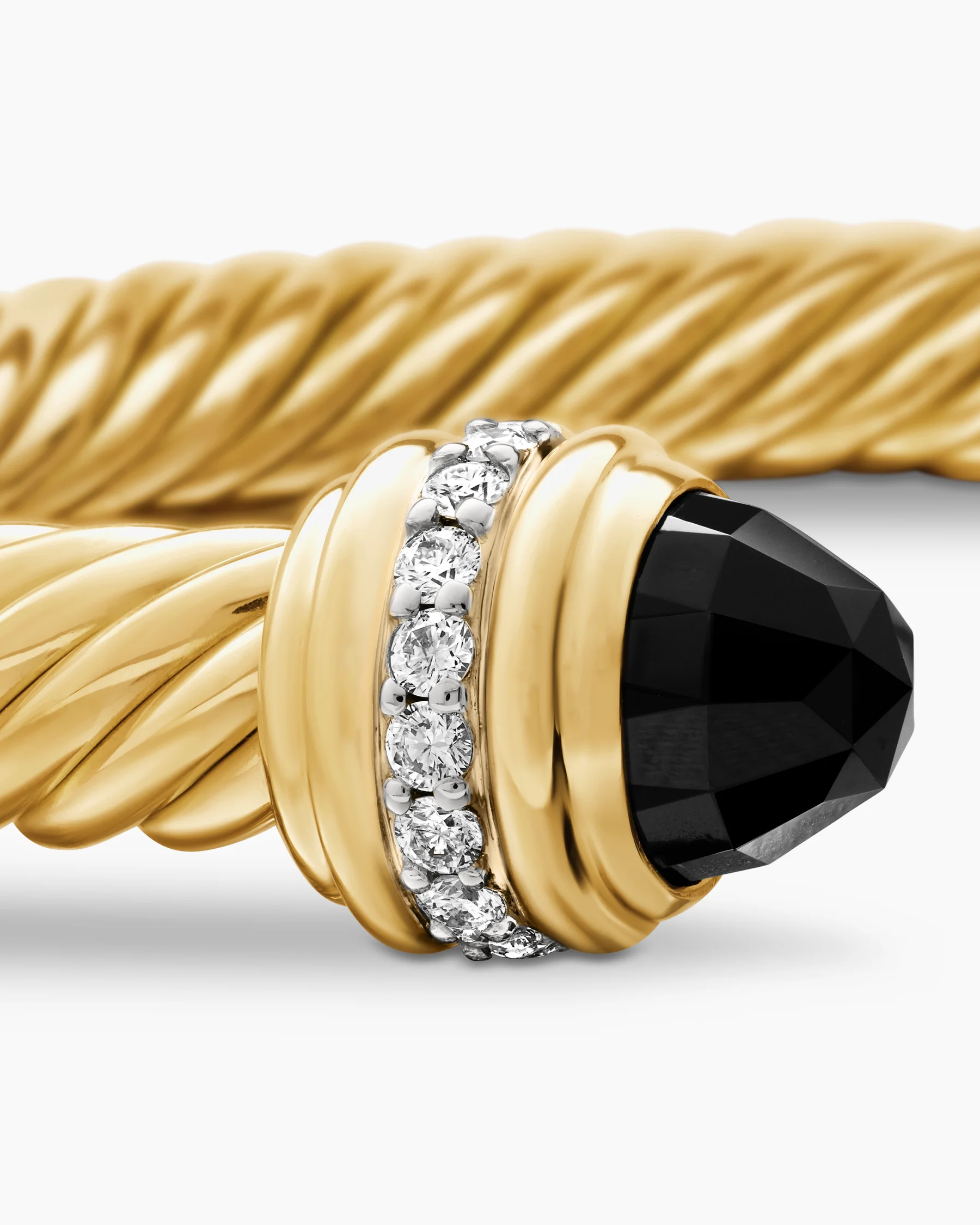 Classic Cable Bracelet in Sterling Silver with 14K Yellow Gold Domes and Diamonds, 7mm 13 Classic Cable Bracelet in Sterling Silver with 14K Yellow Gold Domes and Diamonds, 7mm