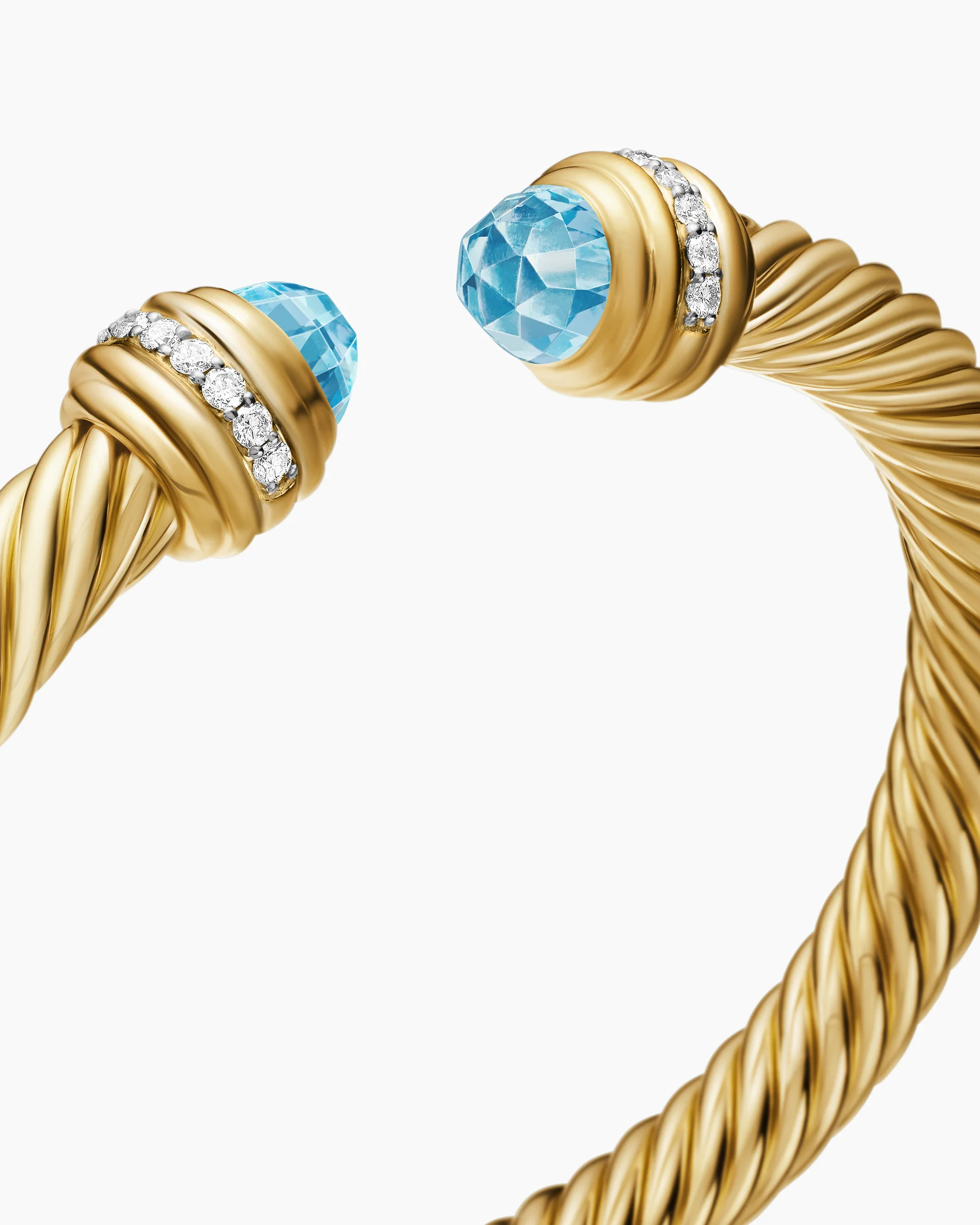 Classic Cable Bracelet in Sterling Silver with 14K Yellow Gold Domes and Diamonds, 7mm 20 Classic Cable Bracelet in Sterling Silver with 14K Yellow Gold Domes and Diamonds, 7mm