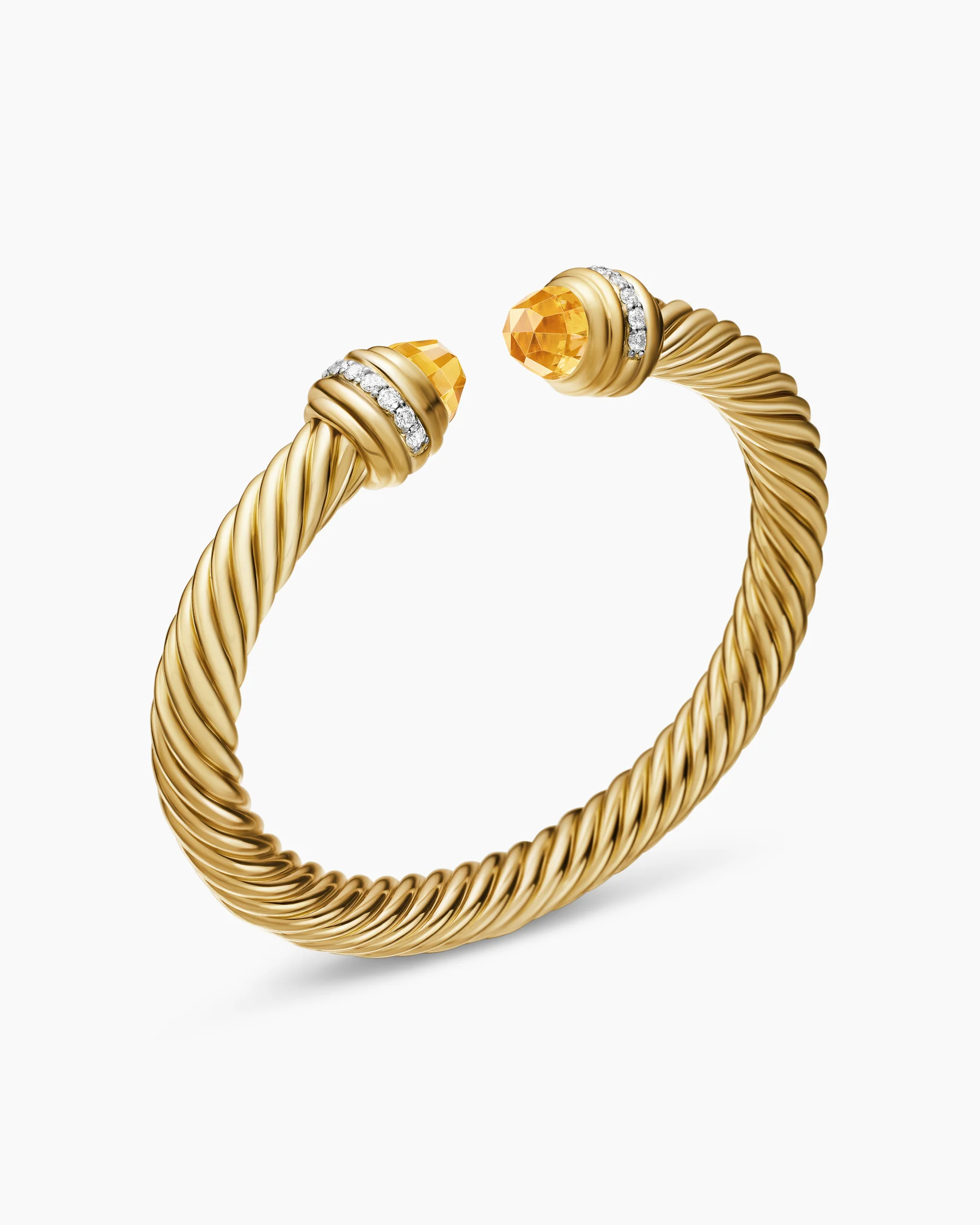 Classic Cable Bracelet in Sterling Silver with 14K Yellow Gold Domes and Diamonds, 7mm 26 Classic Cable Bracelet in Sterling Silver with 14K Yellow Gold Domes and Diamonds, 7mm