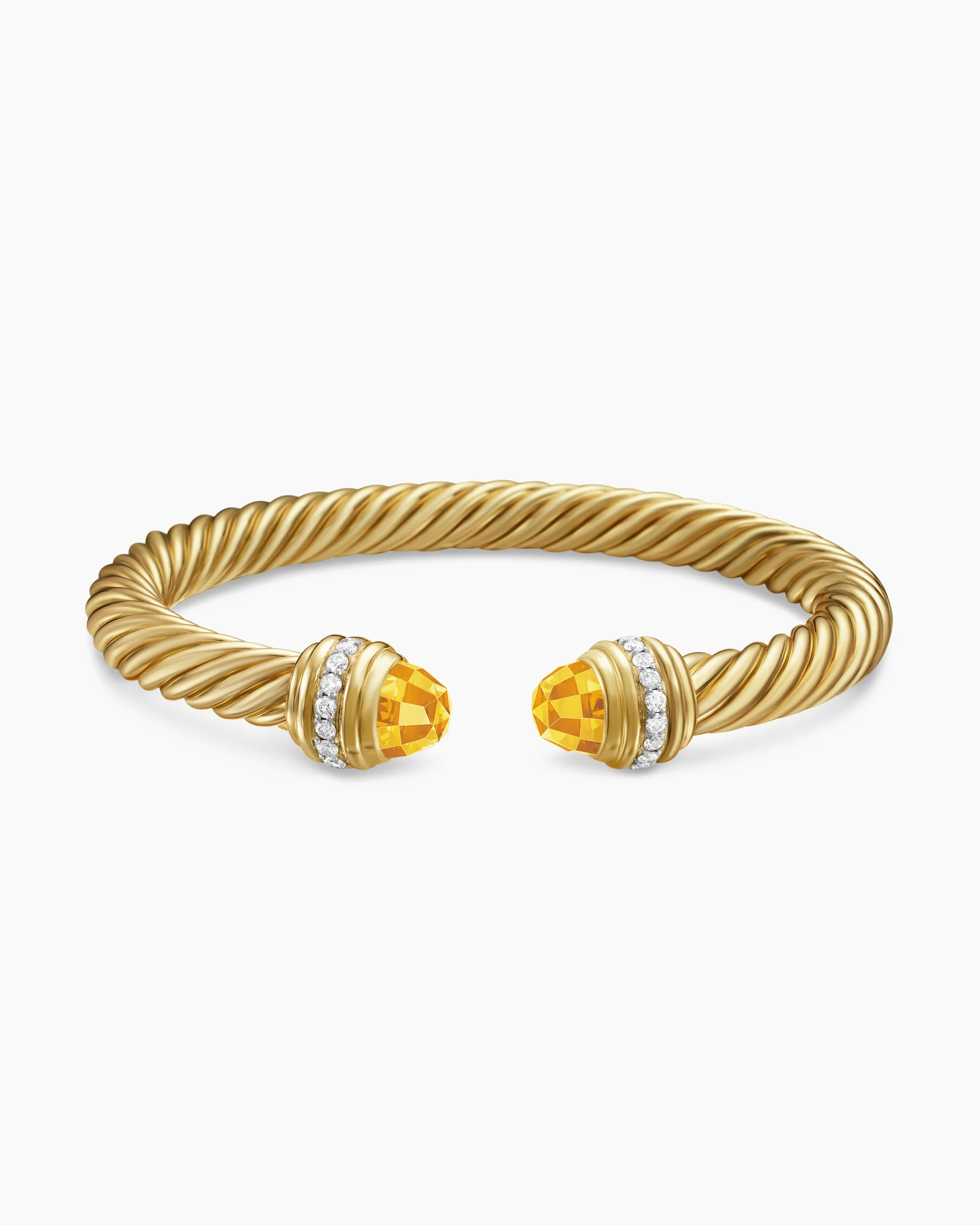 Classic Cable Bracelet in Sterling Silver with 14K Yellow Gold Domes and Diamonds, 7mm 27 Classic Cable Bracelet in Sterling Silver with 14K Yellow Gold Domes and Diamonds, 7mm