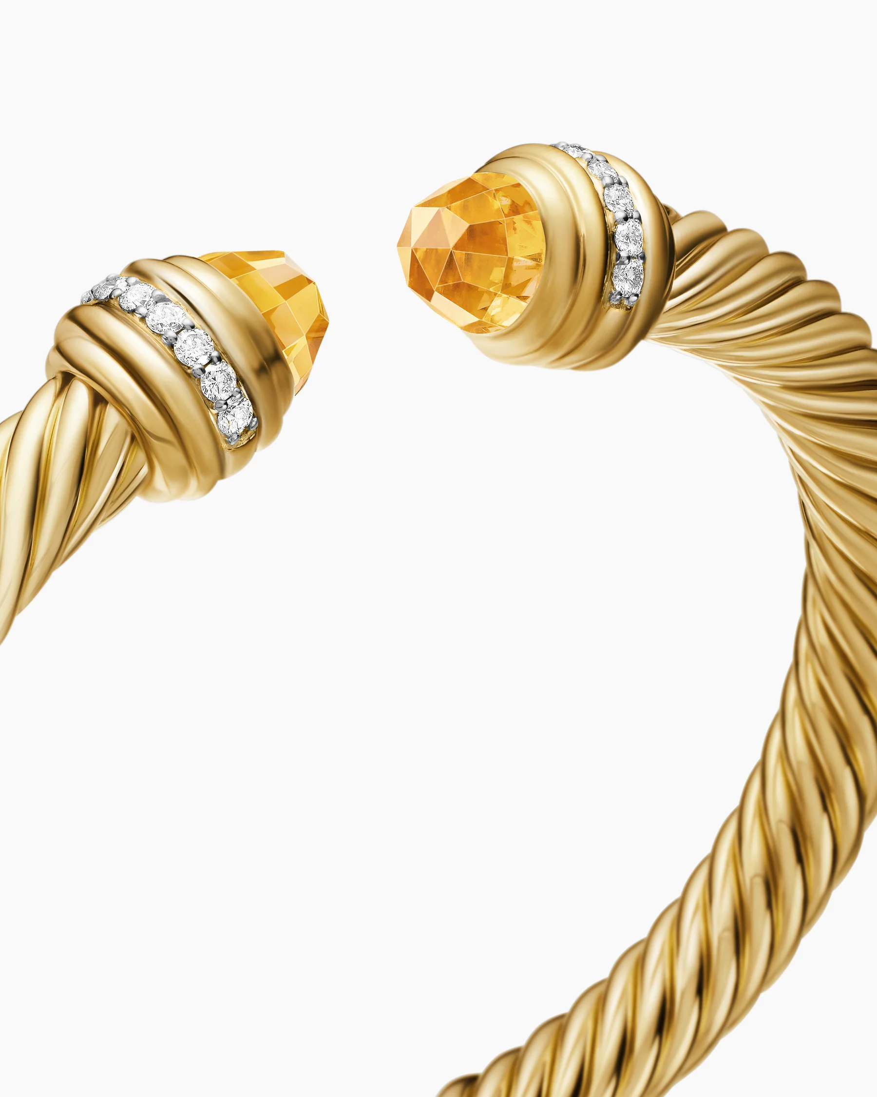 Classic Cable Bracelet in Sterling Silver with 14K Yellow Gold Domes and Diamonds, 7mm 28 Classic Cable Bracelet in Sterling Silver with 14K Yellow Gold Domes and Diamonds, 7mm