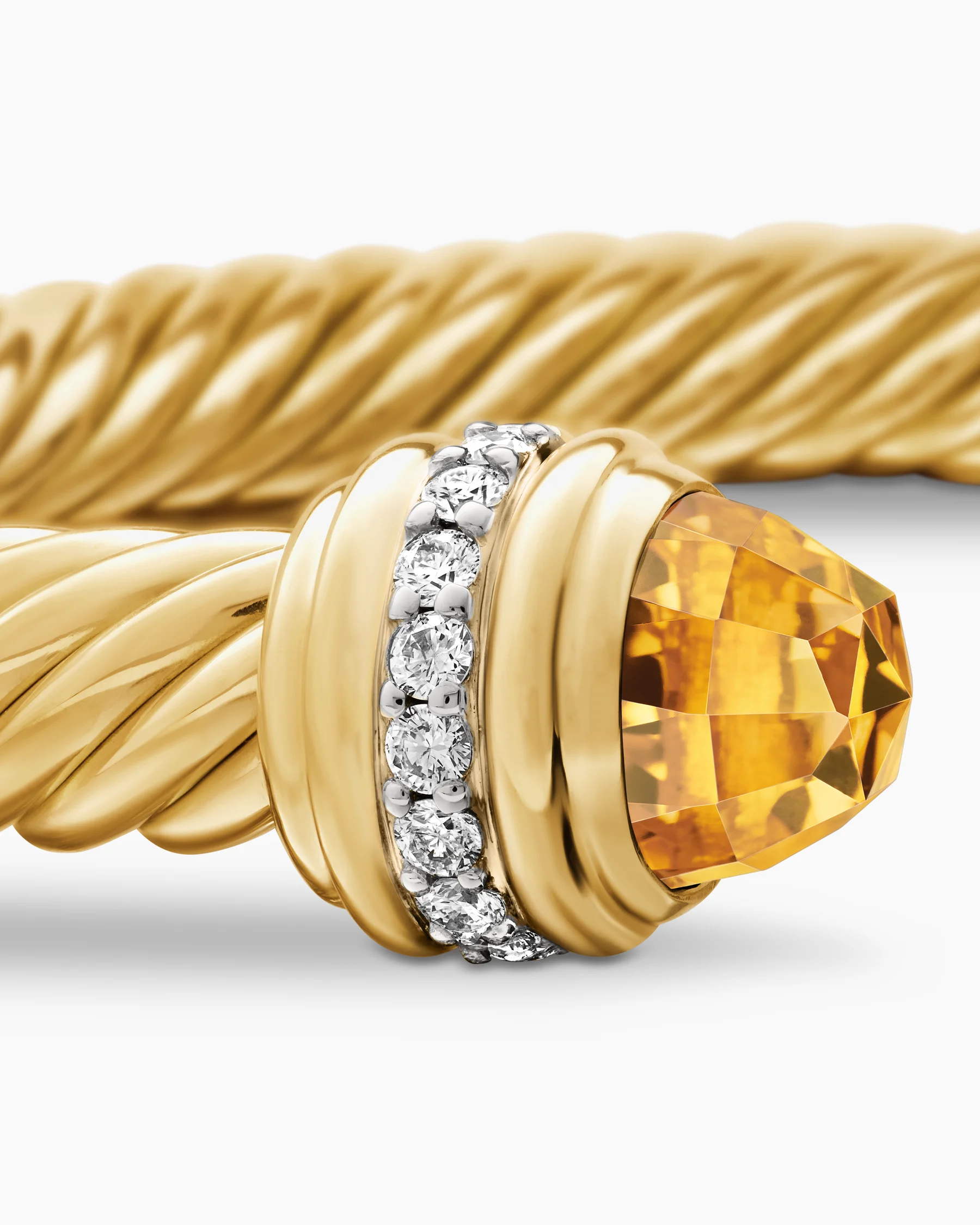 Classic Cable Bracelet in Sterling Silver with 14K Yellow Gold Domes and Diamonds, 7mm 29 Classic Cable Bracelet in Sterling Silver with 14K Yellow Gold Domes and Diamonds, 7mm