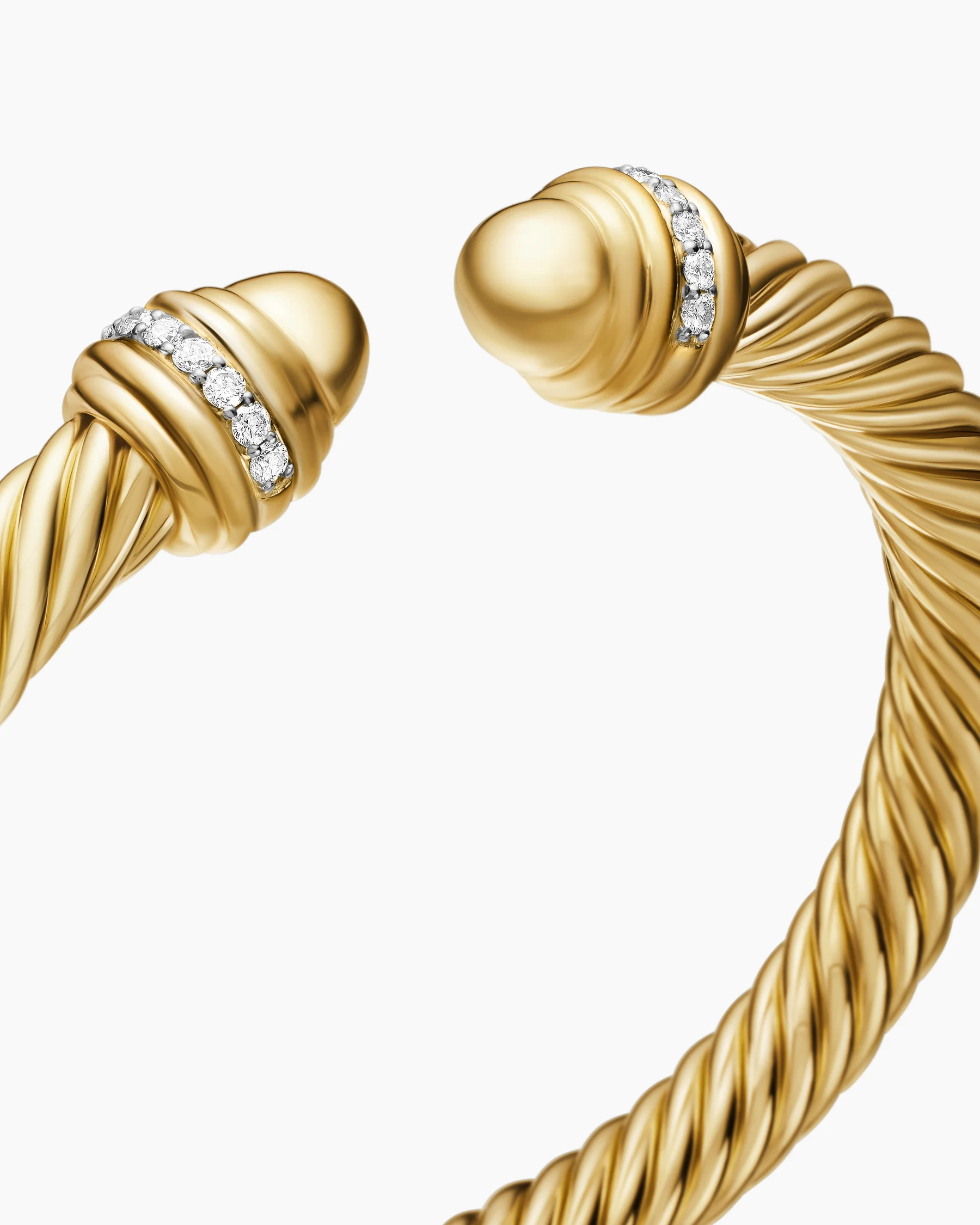 Classic Cable Bracelet in Sterling Silver with 14K Yellow Gold Domes and Diamonds, 7mm 36 Classic Cable Bracelet in Sterling Silver with 14K Yellow Gold Domes and Diamonds, 7mm