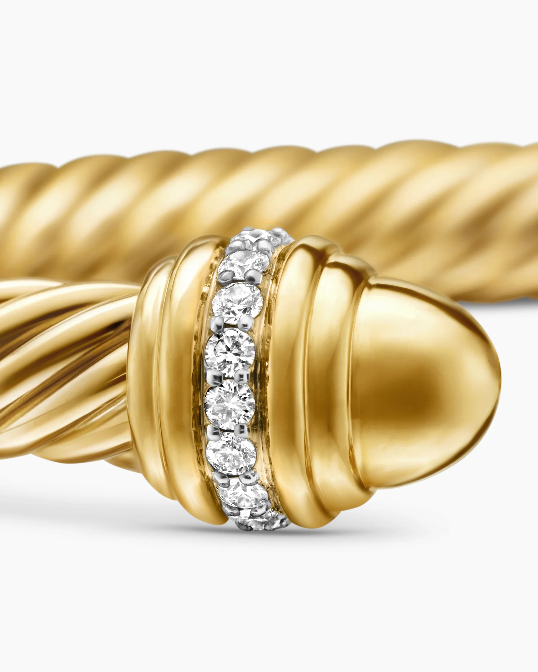 Classic Cable Bracelet in Sterling Silver with 14K Yellow Gold Domes and Diamonds, 7mm 37 Classic Cable Bracelet in Sterling Silver with 14K Yellow Gold Domes and Diamonds, 7mm