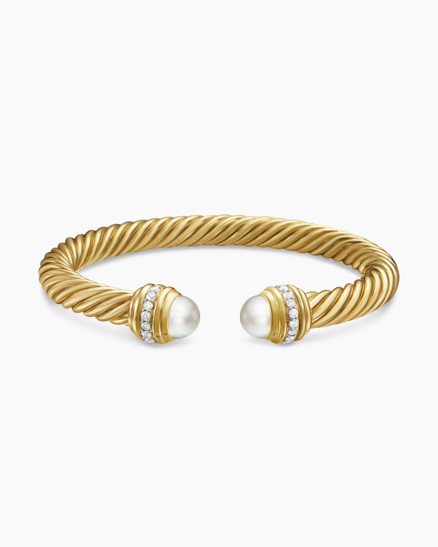 Classic Cable Bracelet in Sterling Silver with 14K Yellow Gold Domes and Diamonds, 7mm 43 Classic Cable Bracelet in Sterling Silver with 14K Yellow Gold Domes and Diamonds, 7mm