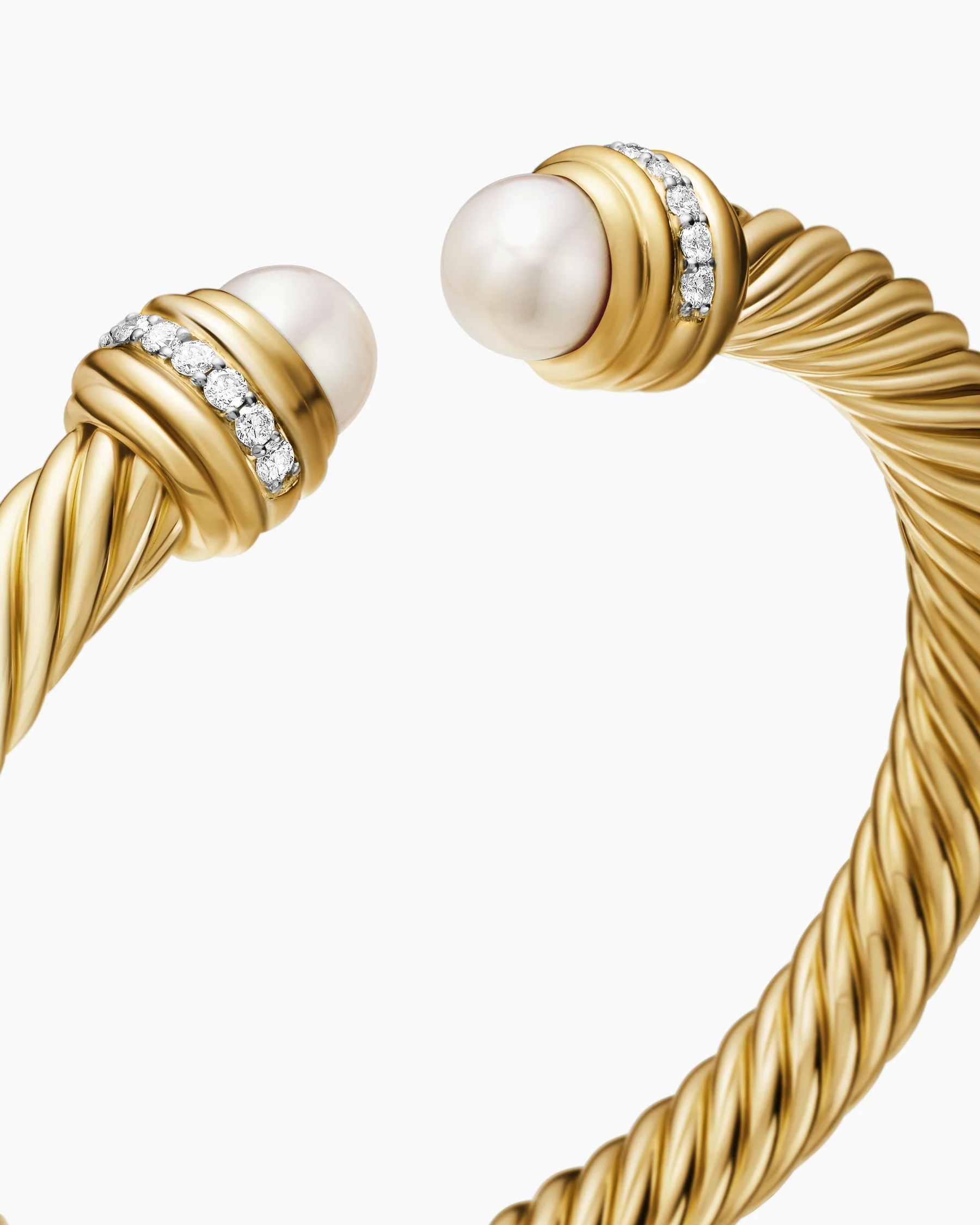Classic Cable Bracelet in Sterling Silver with 14K Yellow Gold Domes and Diamonds, 7mm 44 Classic Cable Bracelet in Sterling Silver with 14K Yellow Gold Domes and Diamonds, 7mm
