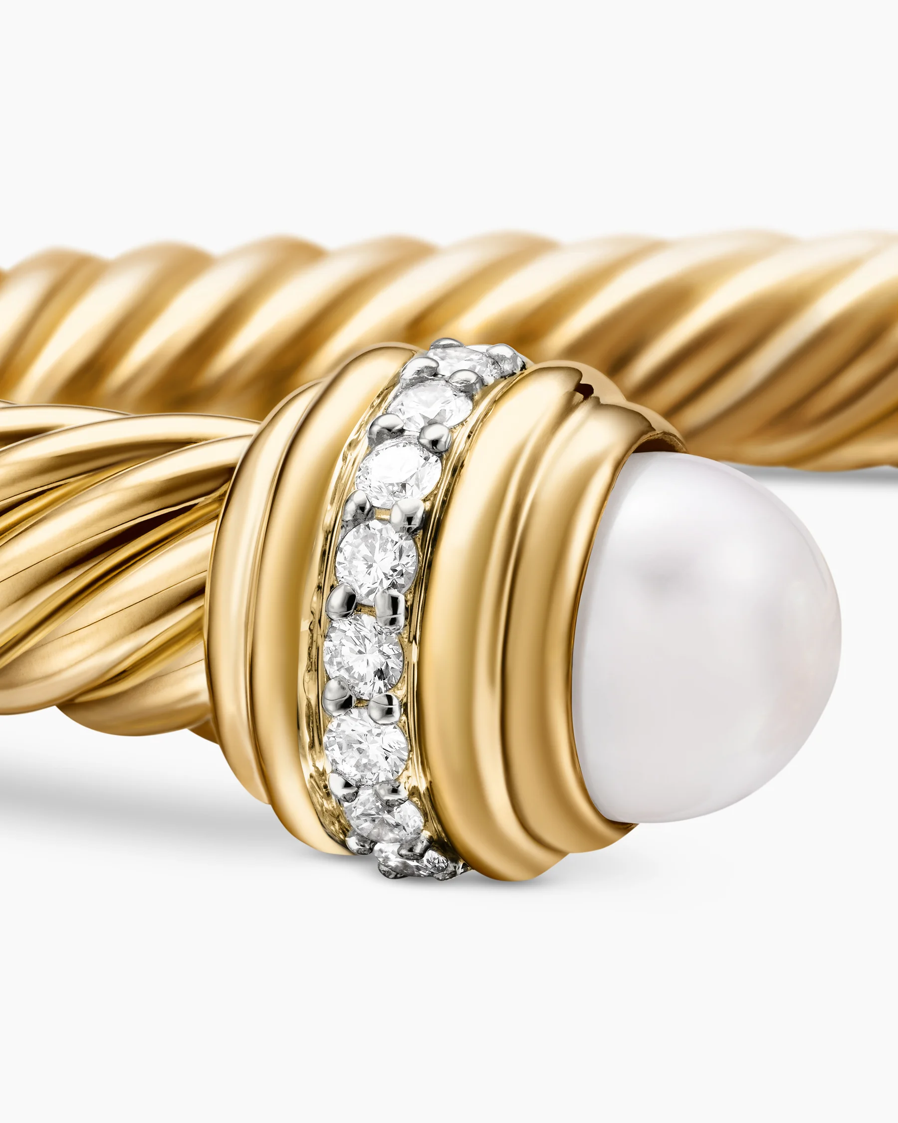 Classic Cable Bracelet in Sterling Silver with 14K Yellow Gold Domes and Diamonds, 7mm 45 Classic Cable Bracelet in Sterling Silver with 14K Yellow Gold Domes and Diamonds, 7mm