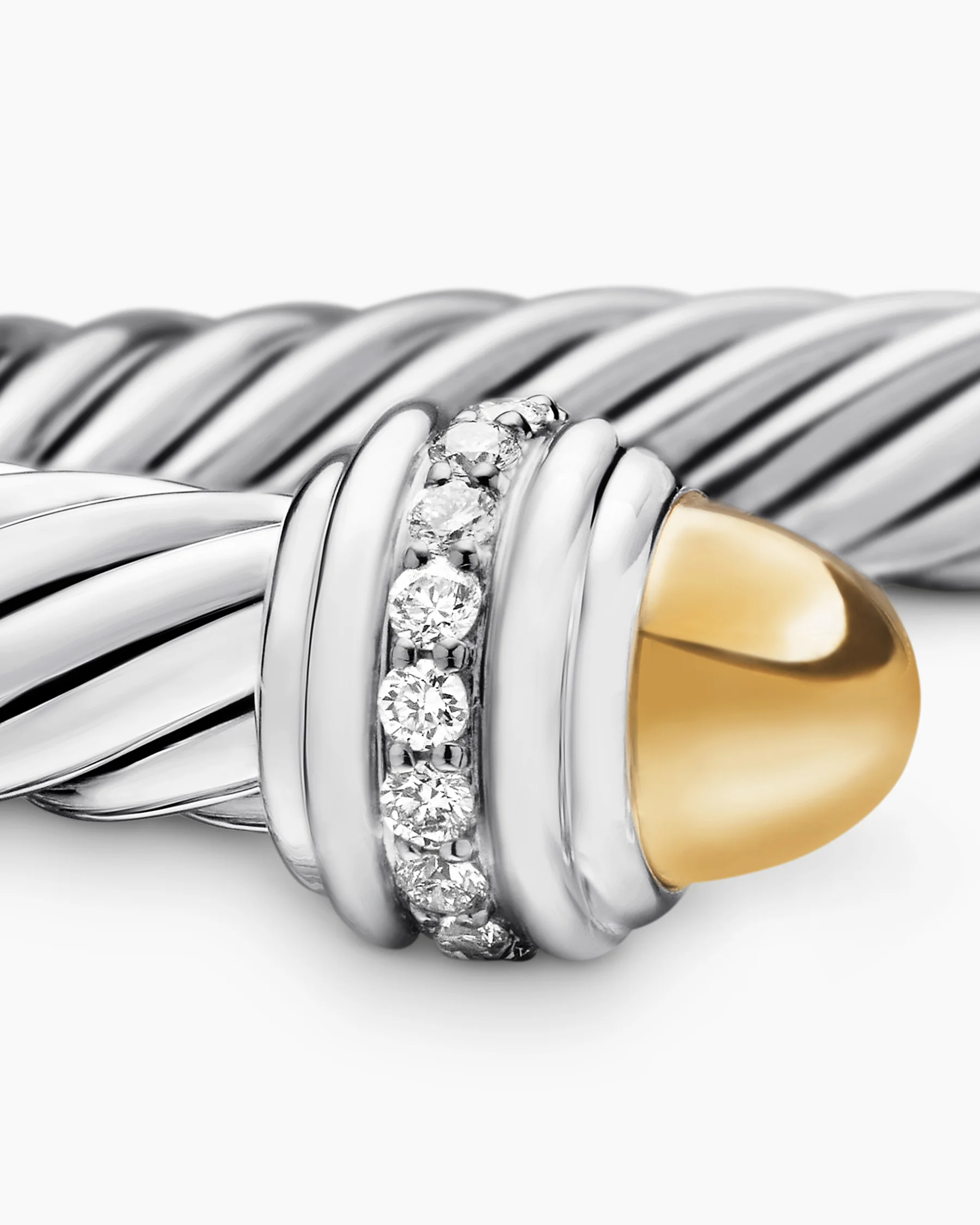 Classic Cable Bracelet in Sterling Silver with 14K Yellow Gold Domes and Diamonds, 7mm 53 Classic Cable Bracelet in Sterling Silver with 14K Yellow Gold Domes and Diamonds, 7mm