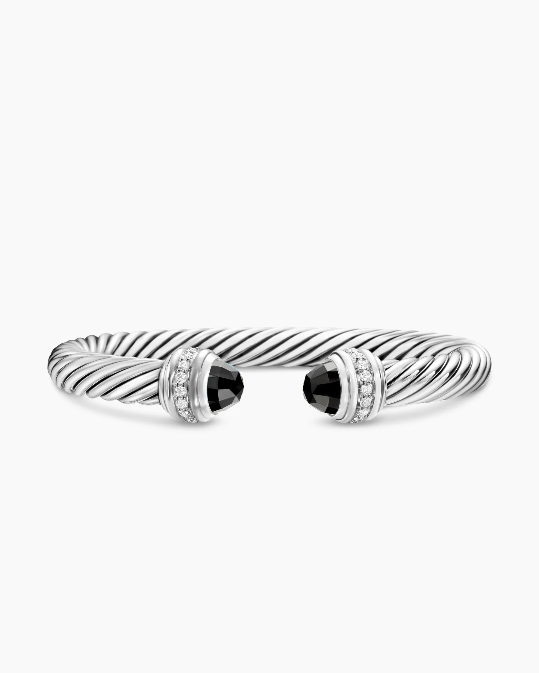 Classic Cable Bracelet in Sterling Silver with 14K Yellow Gold Domes and Diamonds, 7mm 56 Classic Cable Bracelet in Sterling Silver with 14K Yellow Gold Domes and Diamonds, 7mm