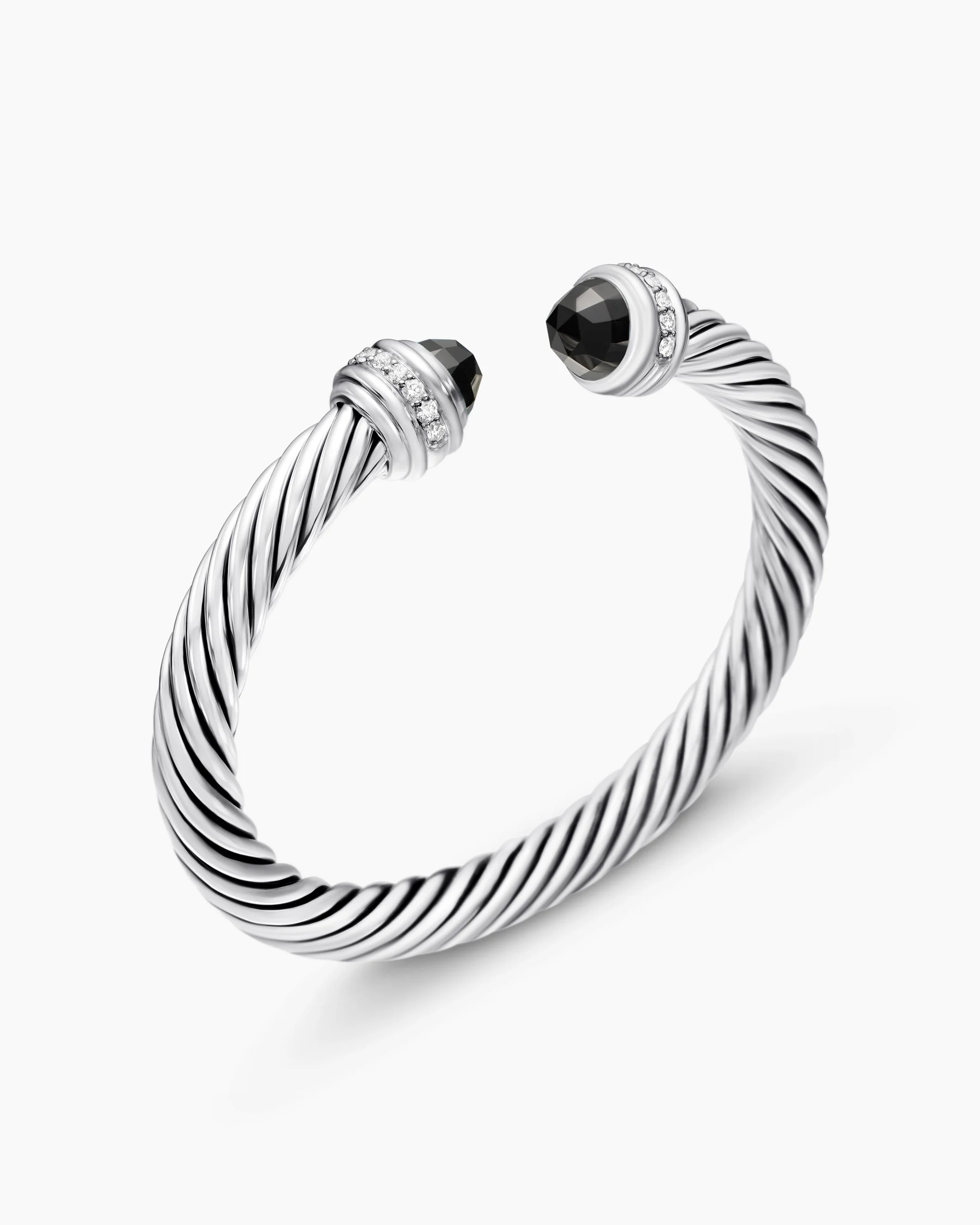 Classic Cable Bracelet in Sterling Silver with 14K Yellow Gold Domes and Diamonds, 7mm 58 Classic Cable Bracelet in Sterling Silver with 14K Yellow Gold Domes and Diamonds, 7mm