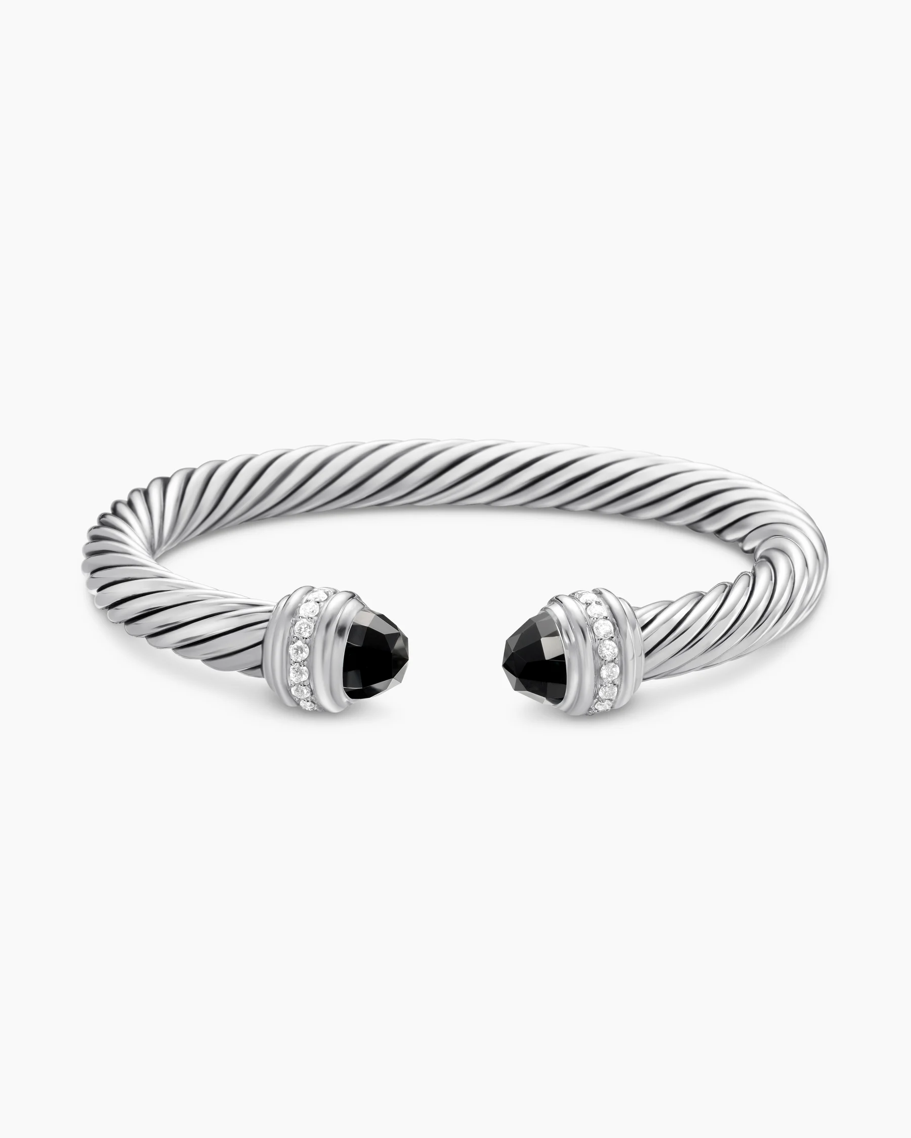 Classic Cable Bracelet in Sterling Silver with 14K Yellow Gold Domes and Diamonds, 7mm 59 Classic Cable Bracelet in Sterling Silver with 14K Yellow Gold Domes and Diamonds, 7mm