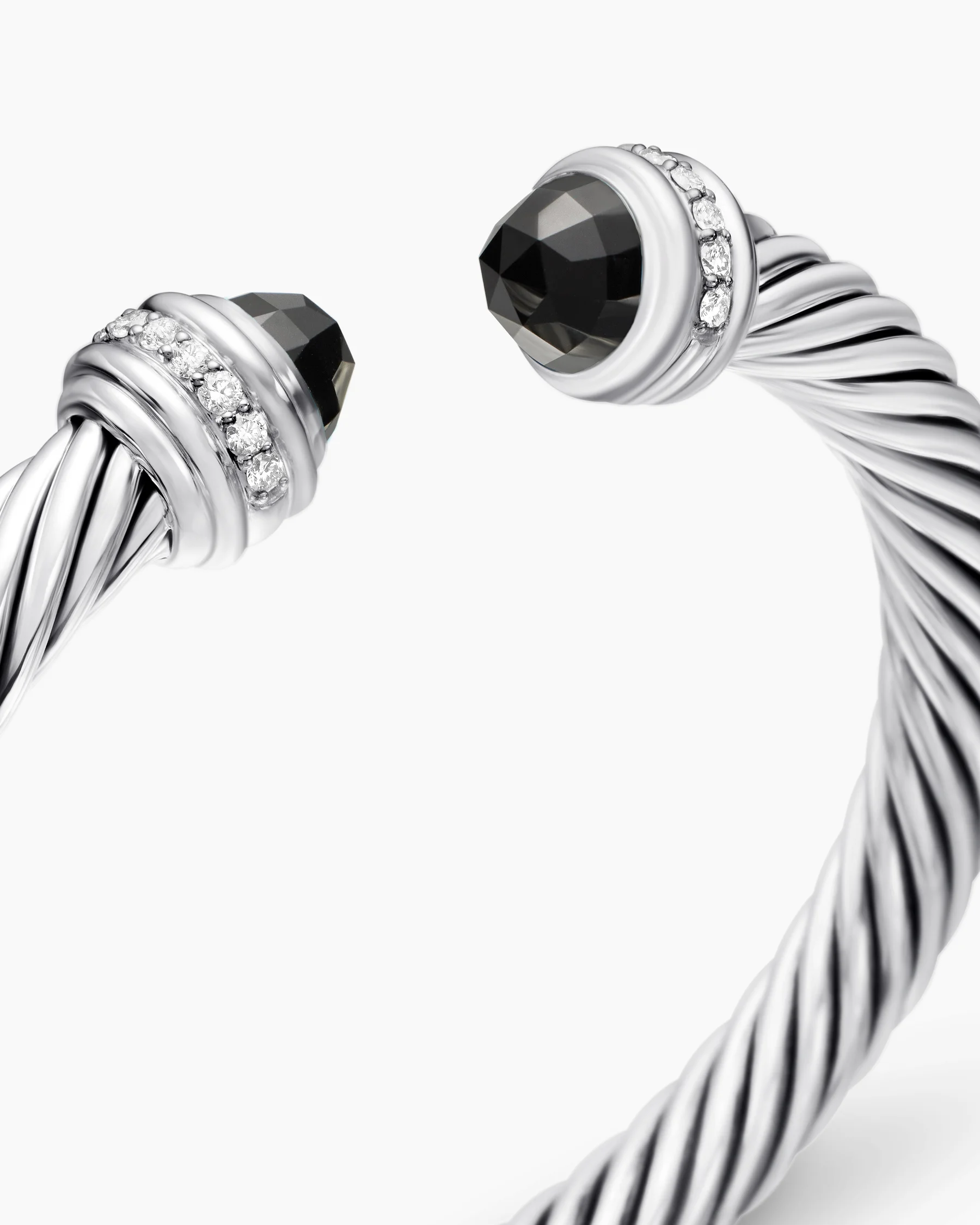 Classic Cable Bracelet in Sterling Silver with 14K Yellow Gold Domes and Diamonds, 7mm 60 Classic Cable Bracelet in Sterling Silver with 14K Yellow Gold Domes and Diamonds, 7mm