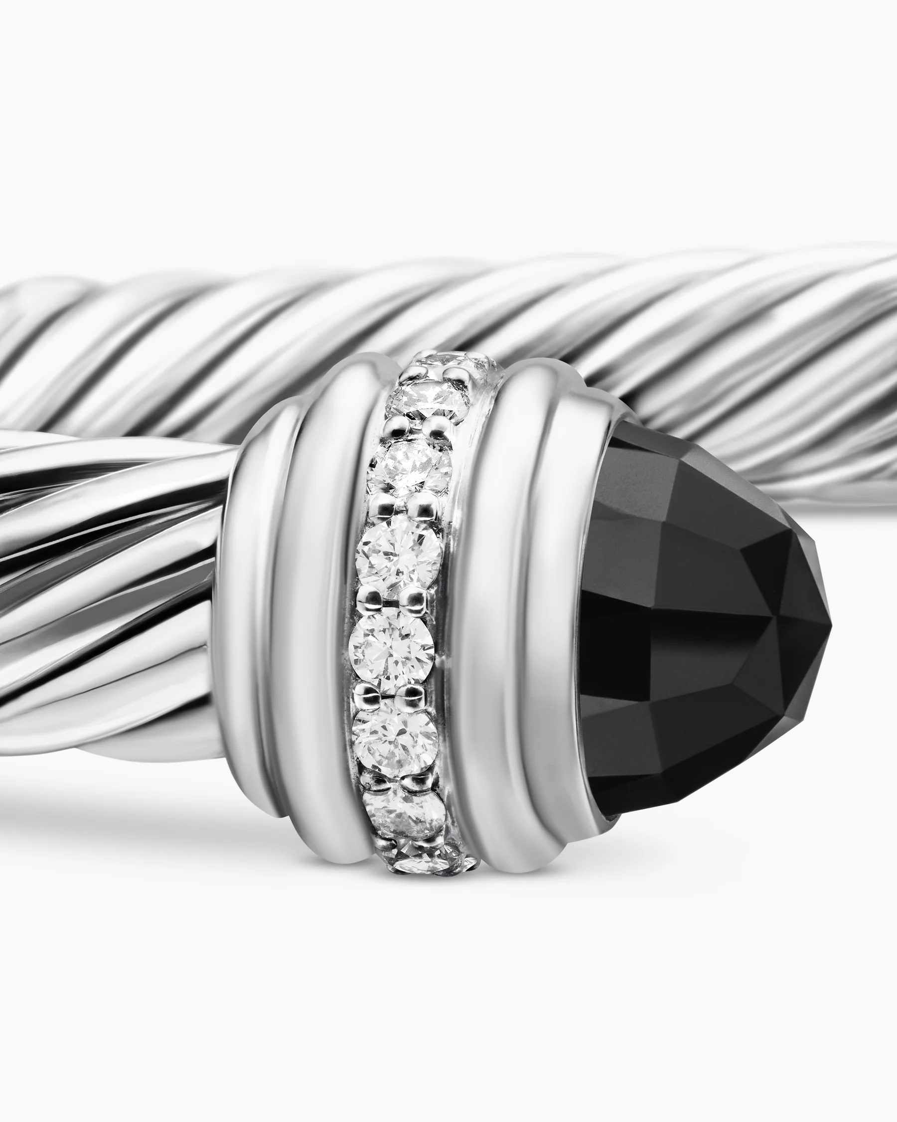 Classic Cable Bracelet in Sterling Silver with 14K Yellow Gold Domes and Diamonds, 7mm 61 Classic Cable Bracelet in Sterling Silver with 14K Yellow Gold Domes and Diamonds, 7mm