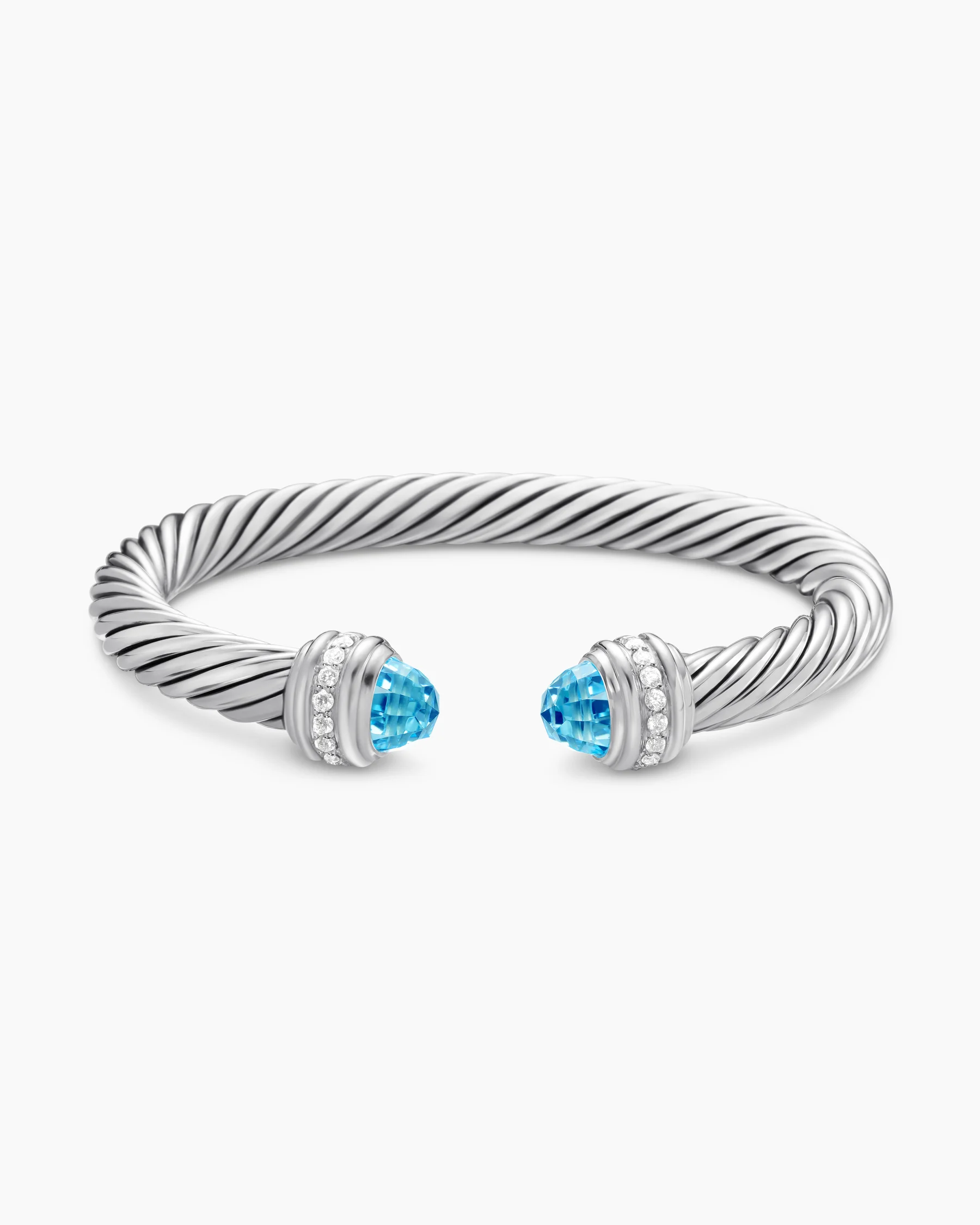Classic Cable Bracelet in Sterling Silver with 14K Yellow Gold Domes and Diamonds, 7mm 67 Classic Cable Bracelet in Sterling Silver with 14K Yellow Gold Domes and Diamonds, 7mm
