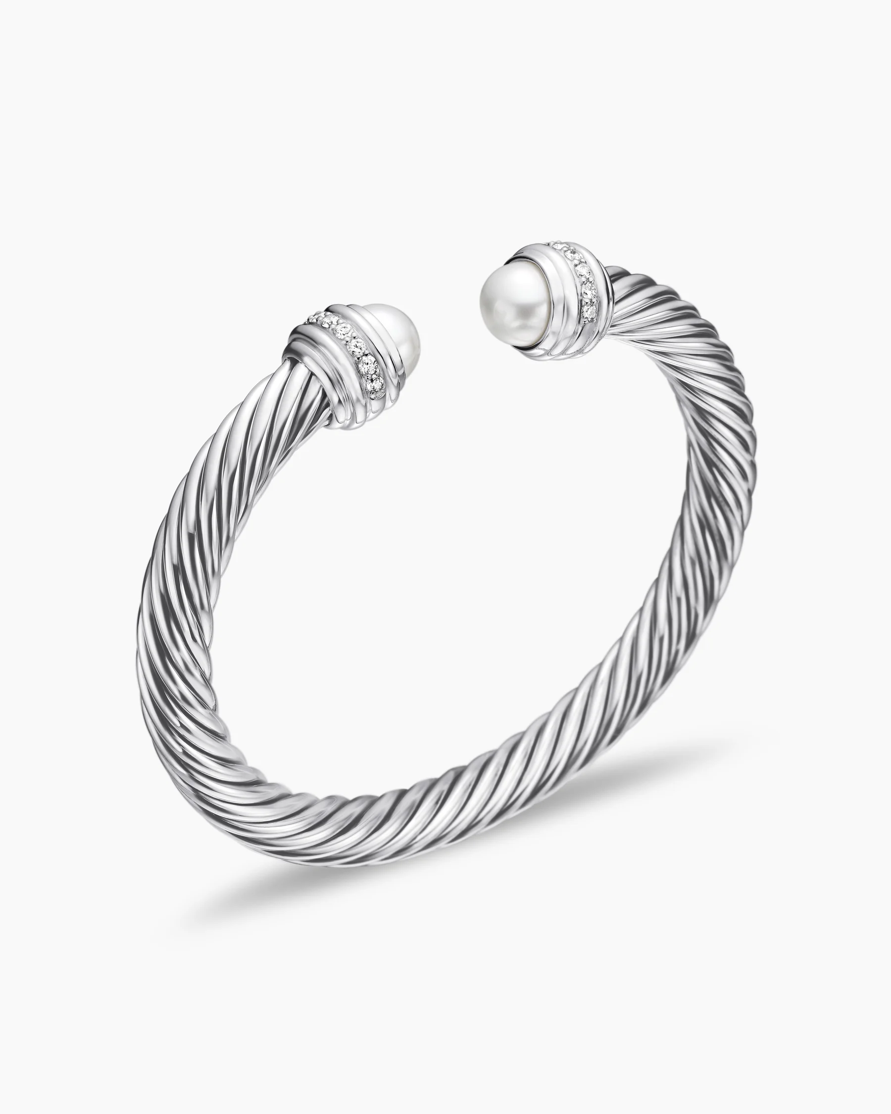 Classic Cable Bracelet in Sterling Silver with 14K Yellow Gold Domes and Diamonds, 7mm 74 Classic Cable Bracelet in Sterling Silver with 14K Yellow Gold Domes and Diamonds, 7mm