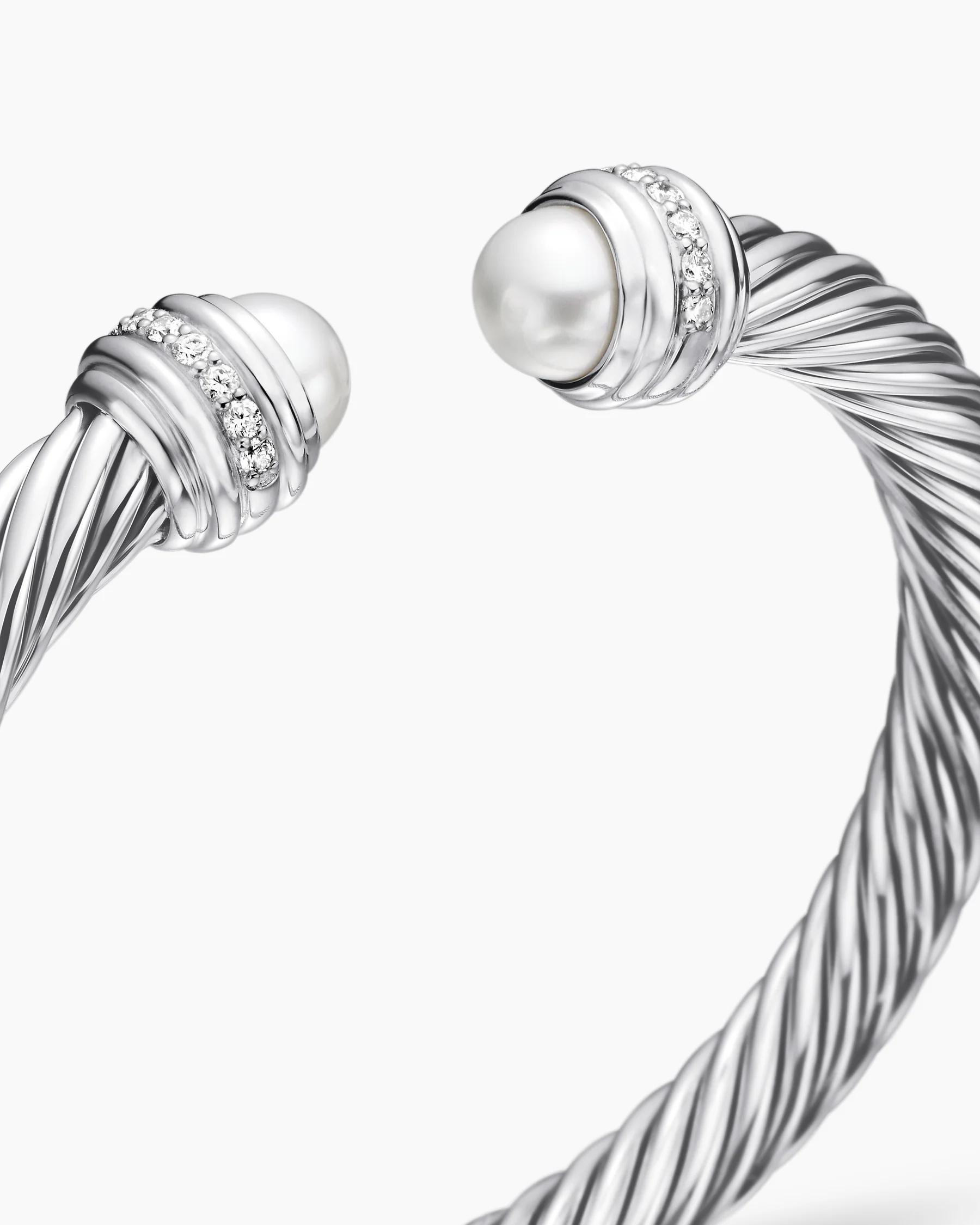 Classic Cable Bracelet in Sterling Silver with 14K Yellow Gold Domes and Diamonds, 7mm 76 Classic Cable Bracelet in Sterling Silver with 14K Yellow Gold Domes and Diamonds, 7mm