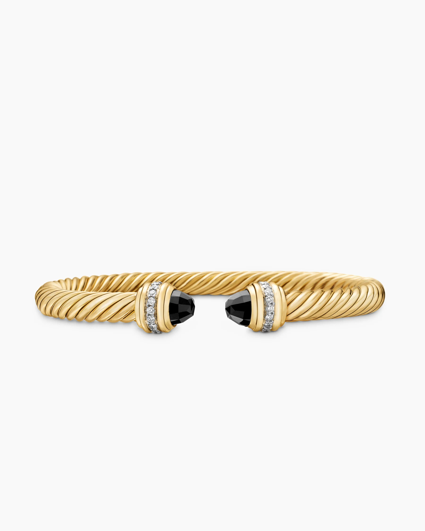Classic Cable Bracelet in Sterling Silver with 14K Yellow Gold Domes and Diamonds, 7mm 8 Classic Cable Bracelet in Sterling Silver with 14K Yellow Gold Domes and Diamonds, 7mm