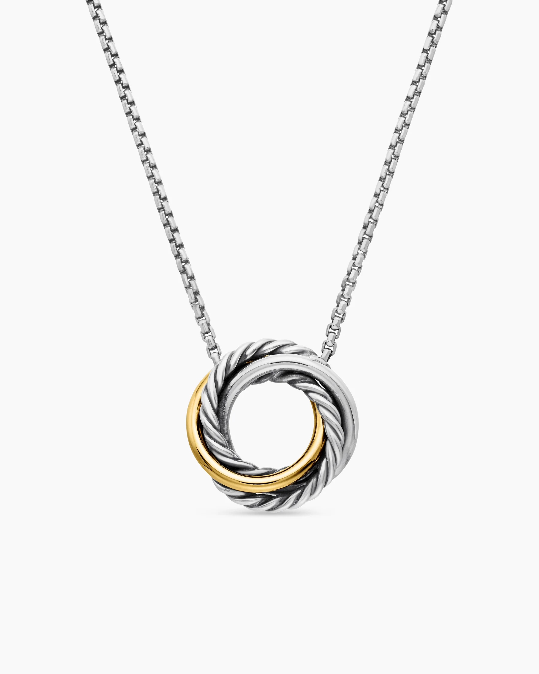 Crossover Pendant Necklace in Sterling Silver with 18K Yellow Gold, 14.5mm 1 Crossover Pendant Necklace in Sterling Silver with 18K Yellow Gold, 14.5mm