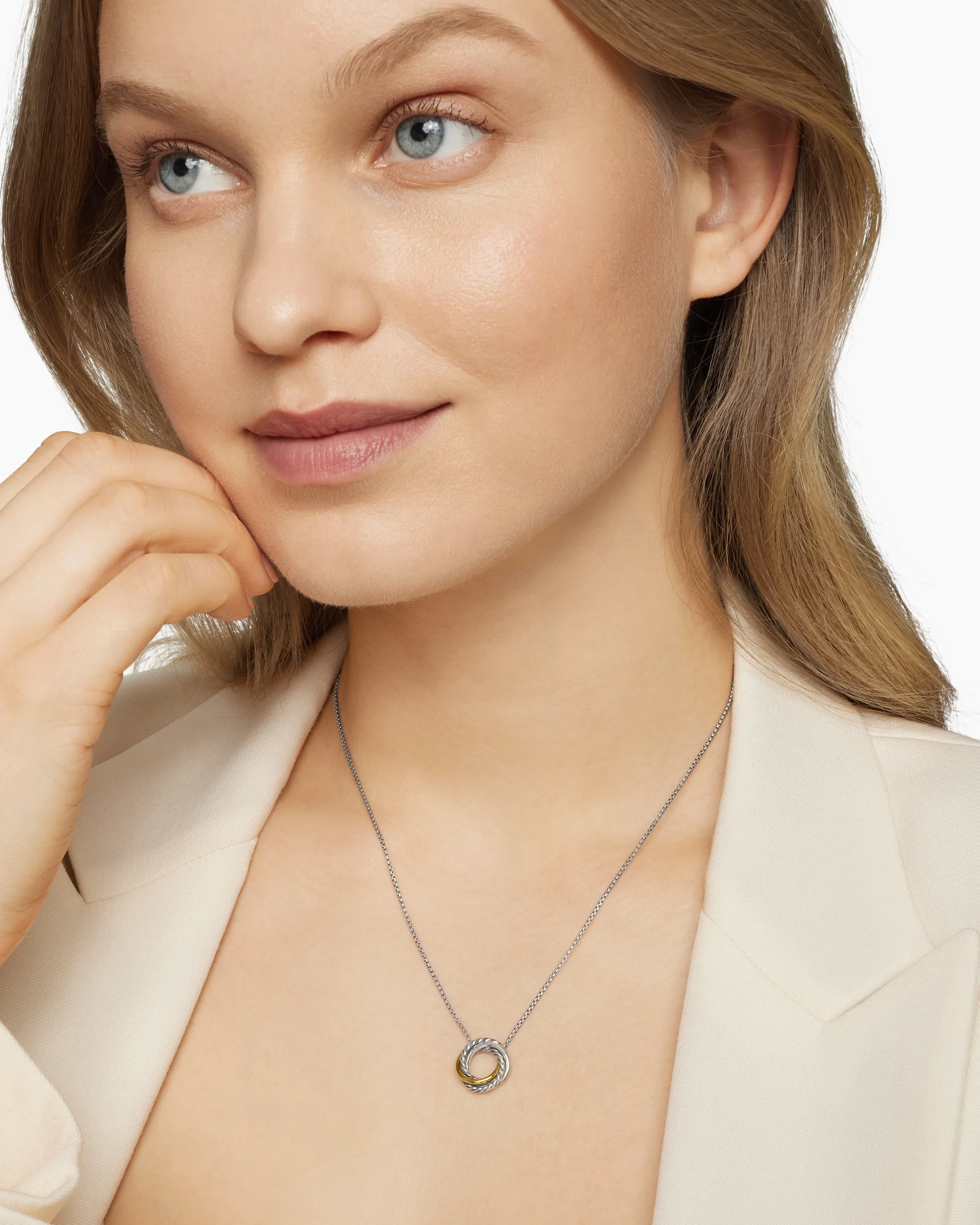Crossover Pendant Necklace in Sterling Silver with 18K Yellow Gold, 14.5mm 6 Crossover Pendant Necklace in Sterling Silver with 18K Yellow Gold, 14.5mm