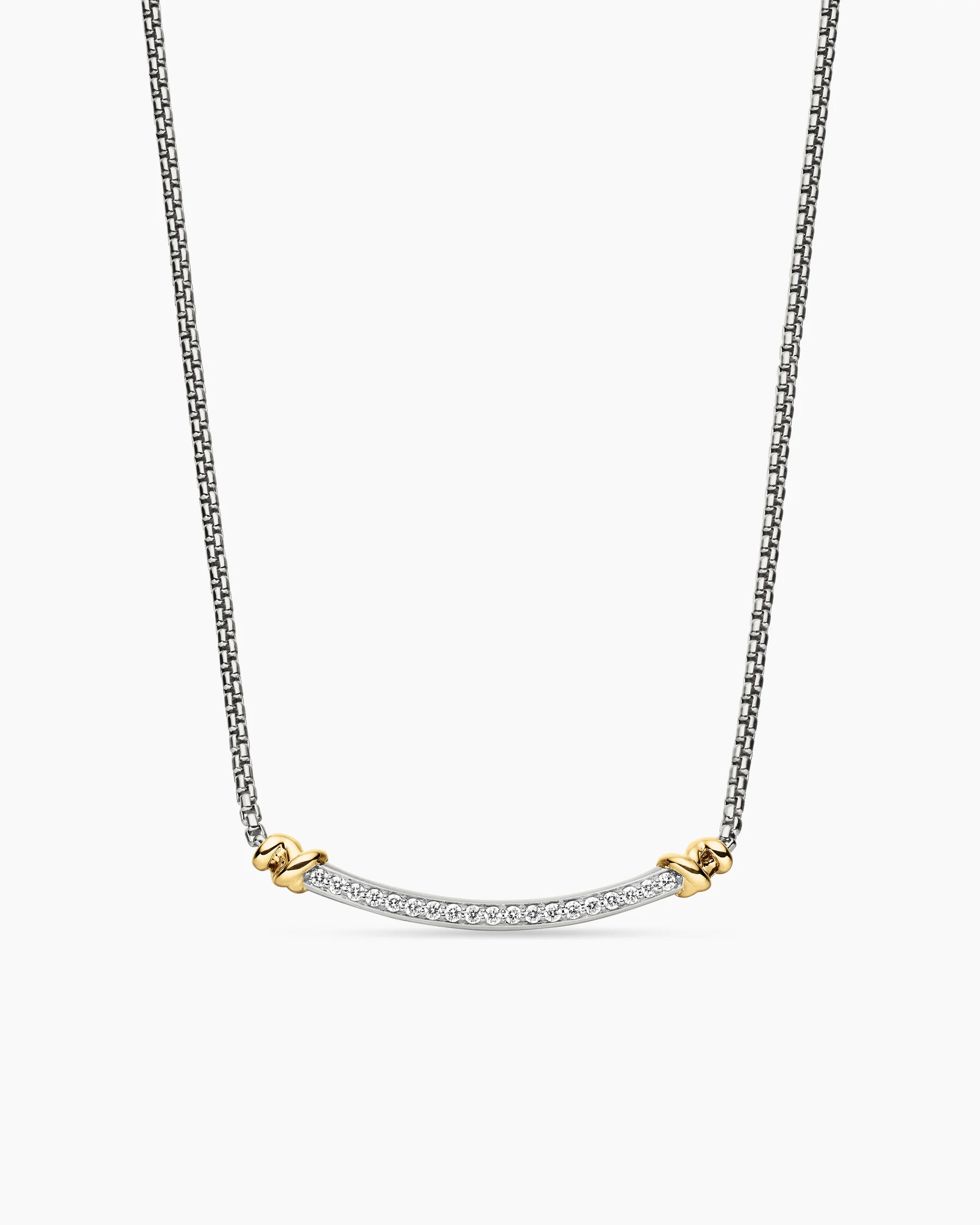 Petite Helena Wrap Station Necklace in Sterling Silver with 18K Yellow Gold and Diamonds, 29mm