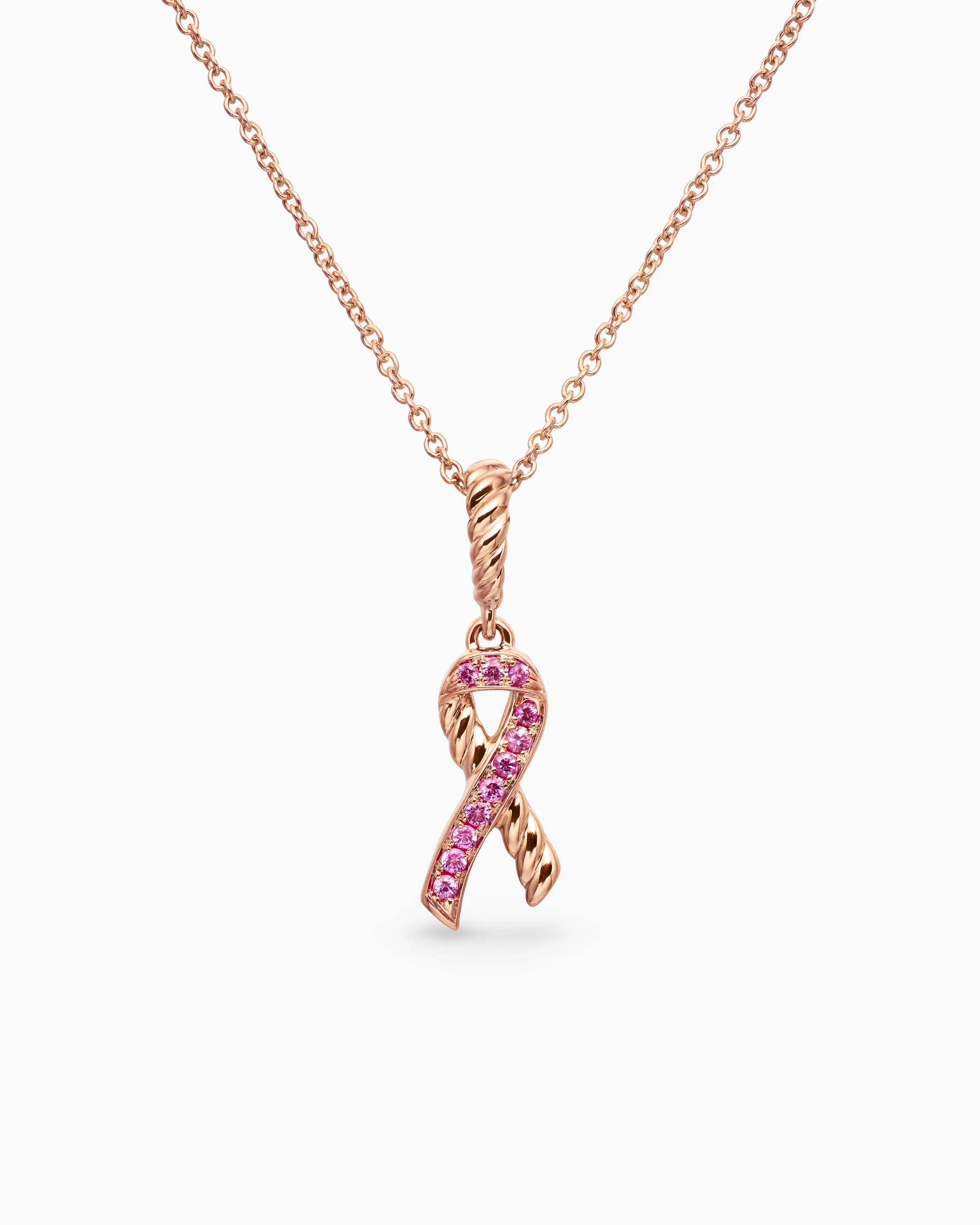 Cable Collectibles® Ribbon Necklace in 18K Rose Gold with Pavé Pink Sapphires, 15.7mm 1 Cable Collectibles® Ribbon Necklace in 18K Rose Gold with Pavé Pink Sapphires, 15.7mm