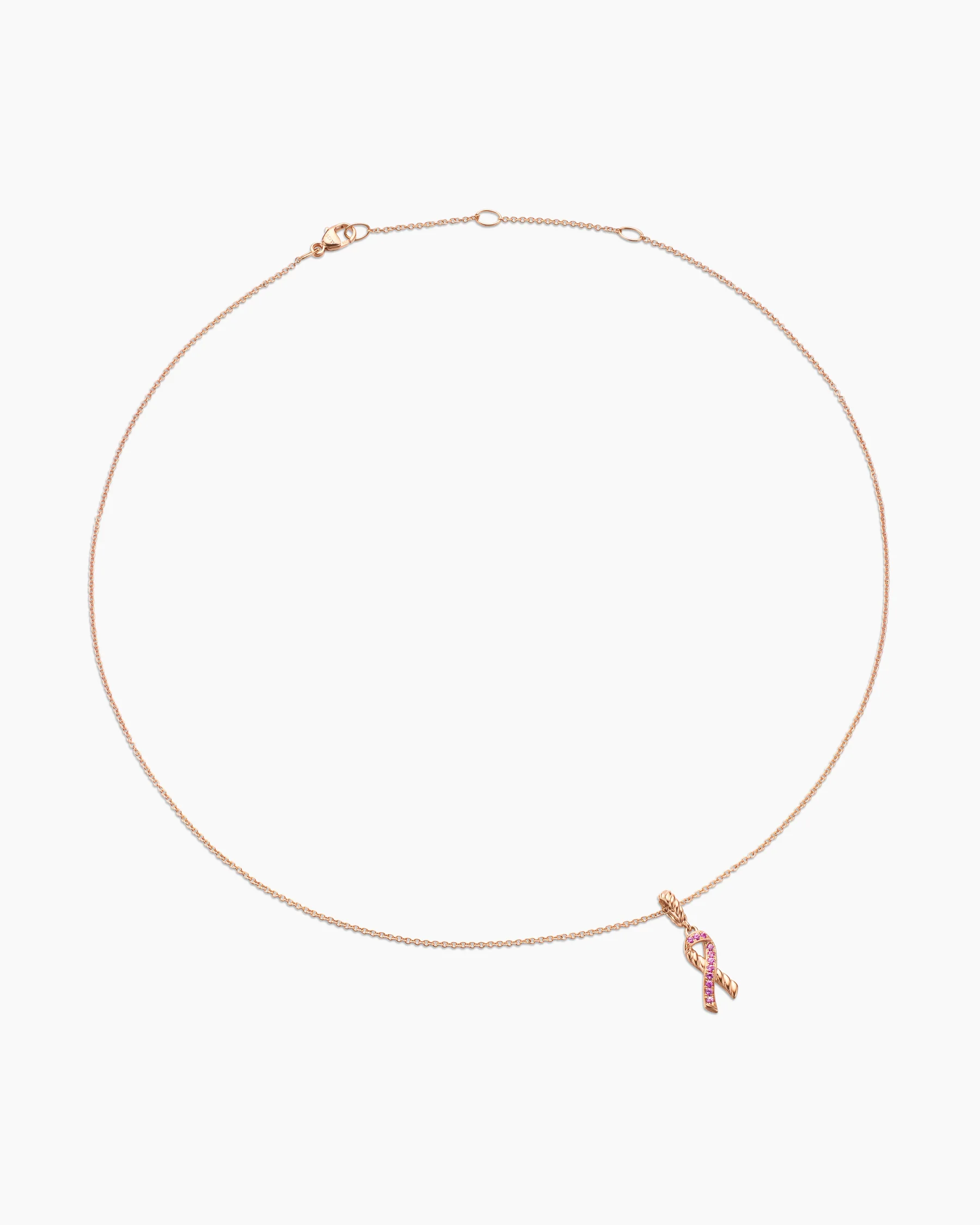 Cable Collectibles® Ribbon Necklace in 18K Rose Gold with Pavé Pink Sapphires, 15.7mm 3 Cable Collectibles® Ribbon Necklace in 18K Rose Gold with Pavé Pink Sapphires, 15.7mm