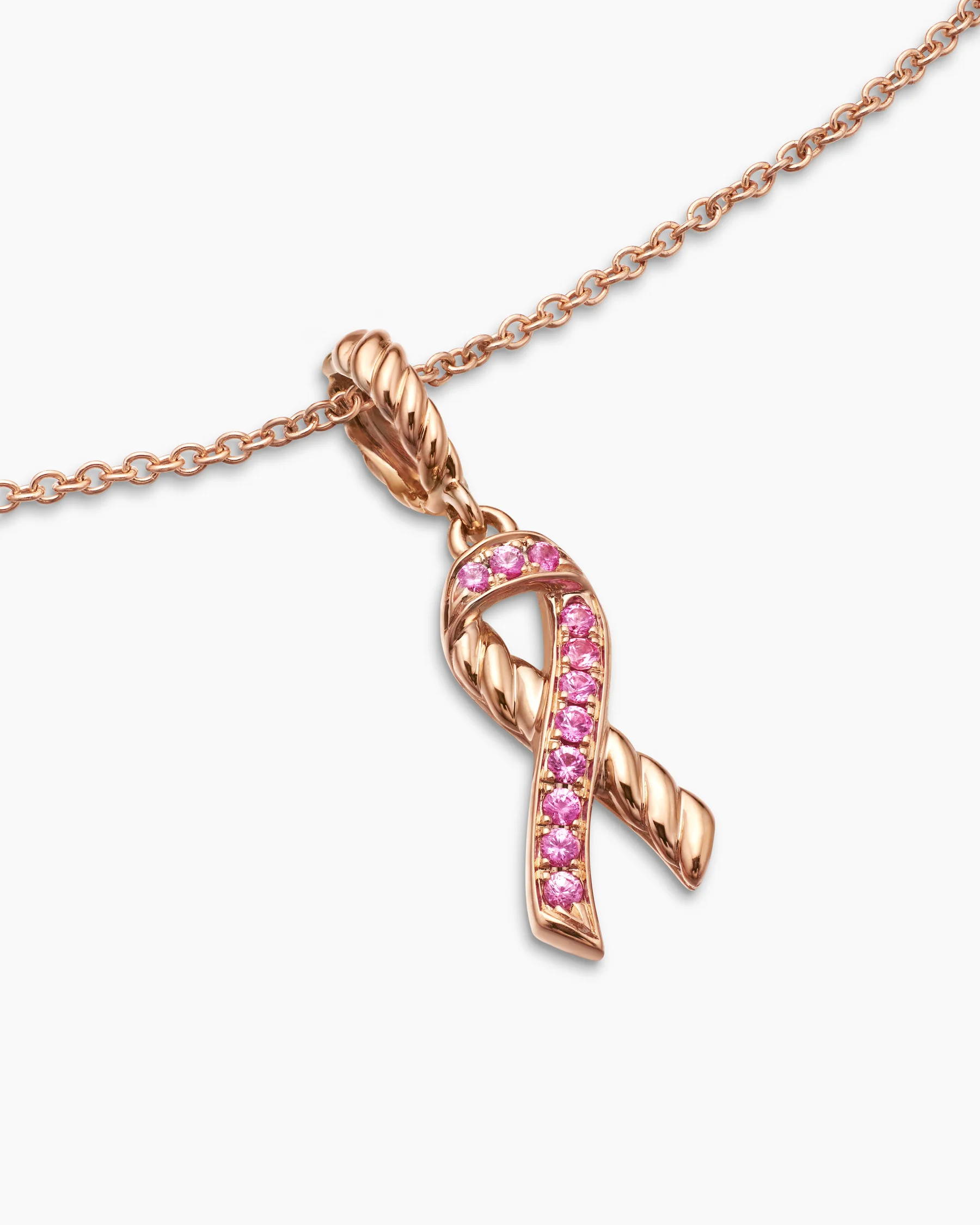 Cable Collectibles® Ribbon Necklace in 18K Rose Gold with Pavé Pink Sapphires, 15.7mm 5 Cable Collectibles® Ribbon Necklace in 18K Rose Gold with Pavé Pink Sapphires, 15.7mm