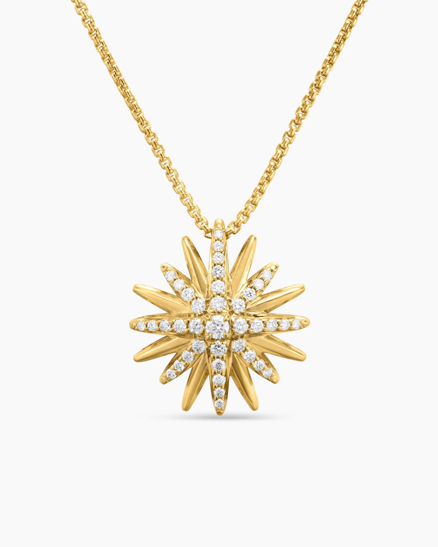 Starburst Pendant Necklace in 18K Yellow Gold with Diamonds, 19mm 12 Starburst Pendant Necklace in 18K Yellow Gold with Diamonds, 19mm