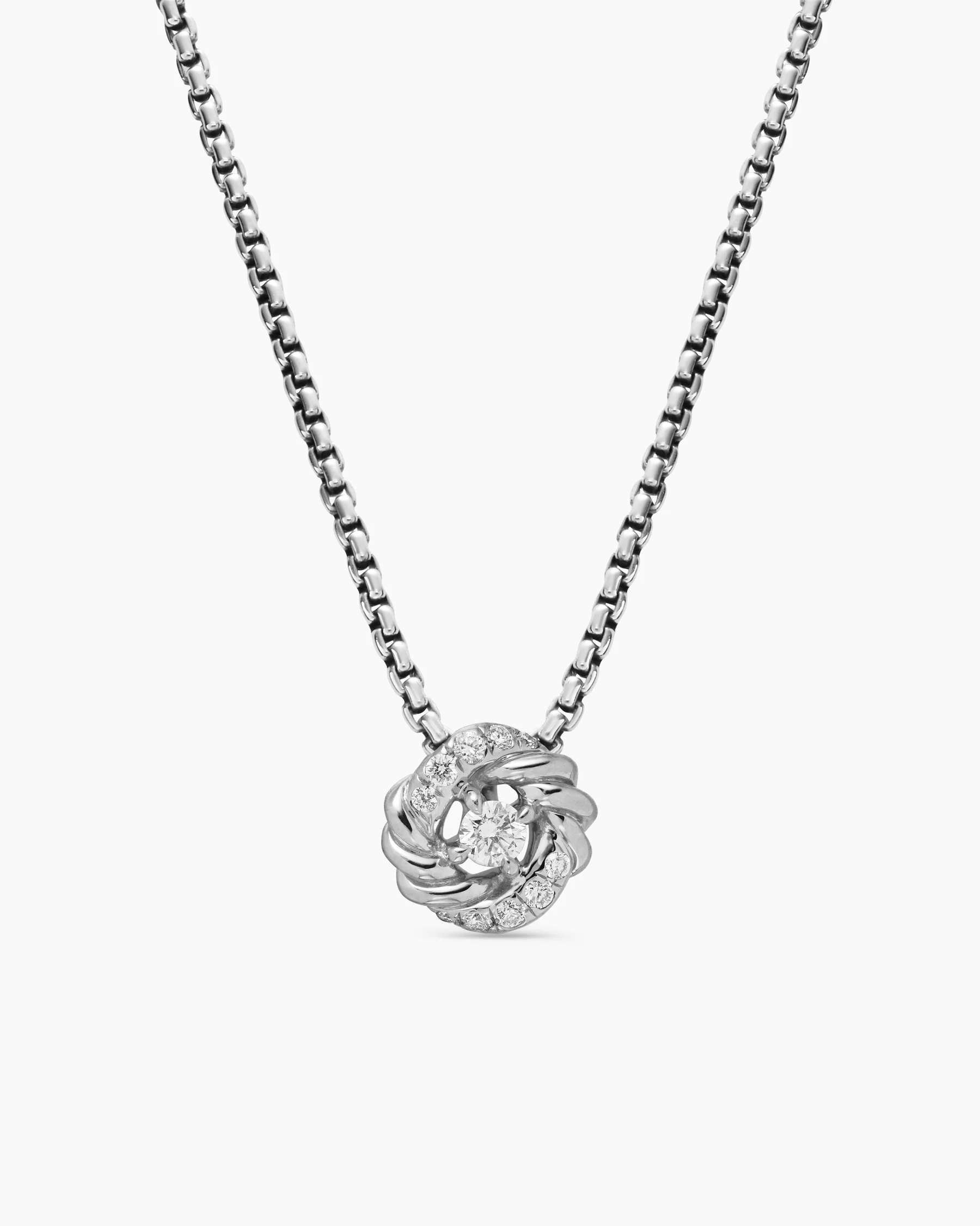 Petite Infinity Pendant Necklace in Sterling Silver with Diamonds, 8mm