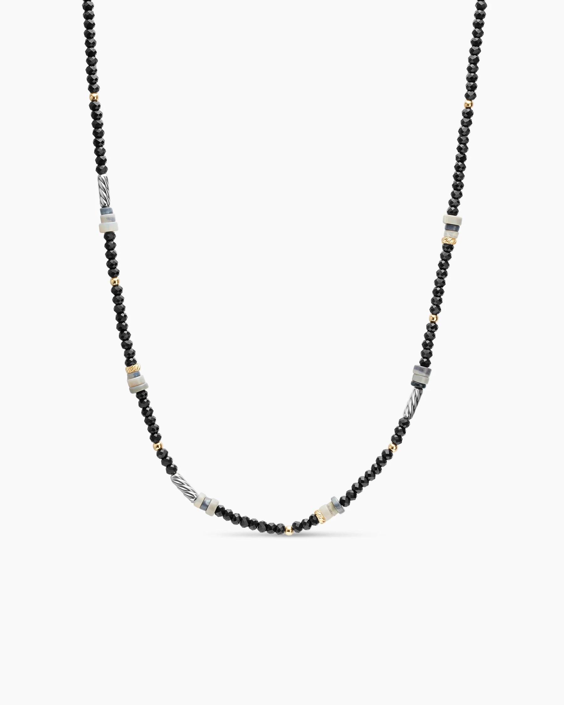 Color Bead Necklace in 18K Yellow Gold with Pearls, 4mm