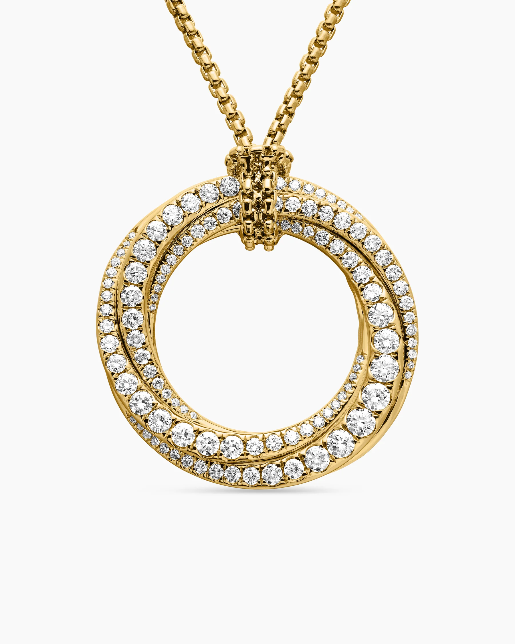 Pavé Crossover Pendant Necklace in 18K Yellow Gold with Diamonds, 30mm 13 Pavé Crossover Pendant Necklace in 18K Yellow Gold with Diamonds, 30mm