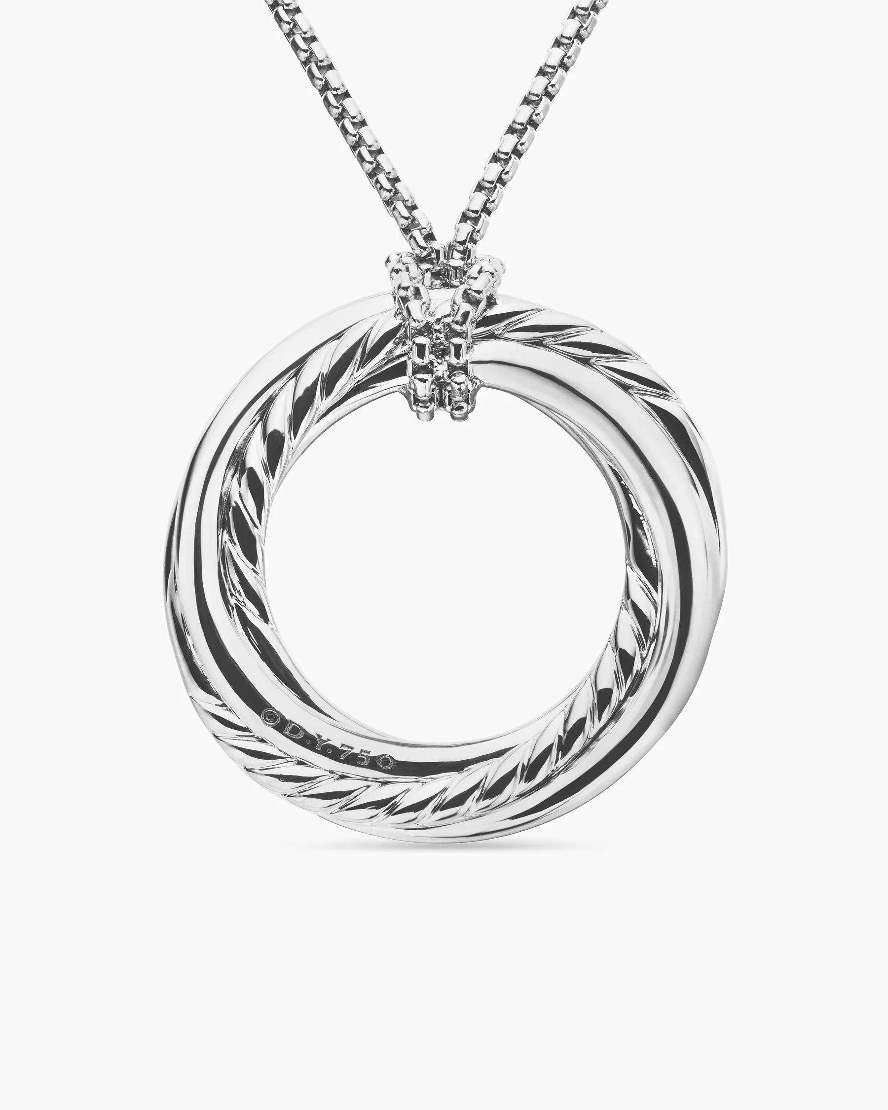 Pavé Crossover Pendant Necklace in 18K White Gold with Diamonds, 30mm 10 Pavé Crossover Pendant Necklace in 18K White Gold with Diamonds, 30mm