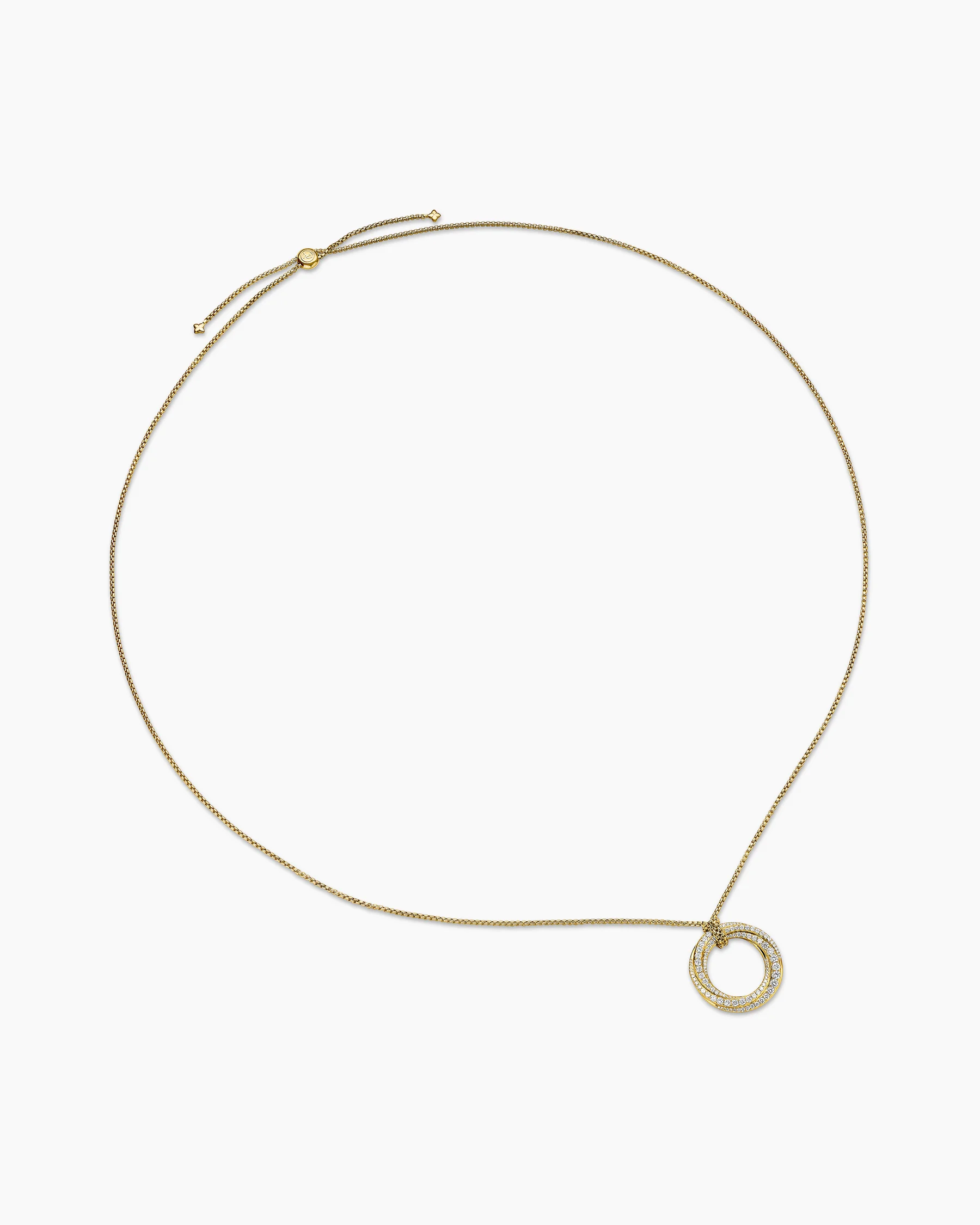 Pavé Crossover Pendant Necklace in 18K White Gold with Diamonds, 30mm 3 Pavé Crossover Pendant Necklace in 18K White Gold with Diamonds, 30mm